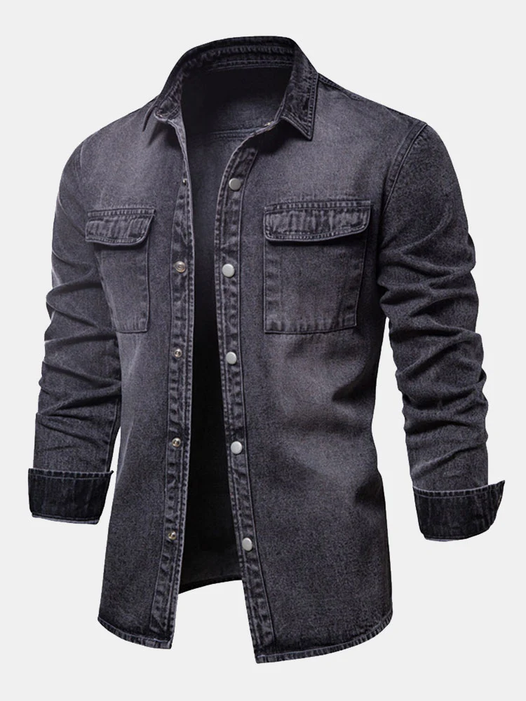 Gewaschenes Denim-Overshirt mit Taschen - Image 2