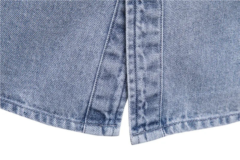Gewaschenes Denim-Overshirt mit Taschen - Image 8