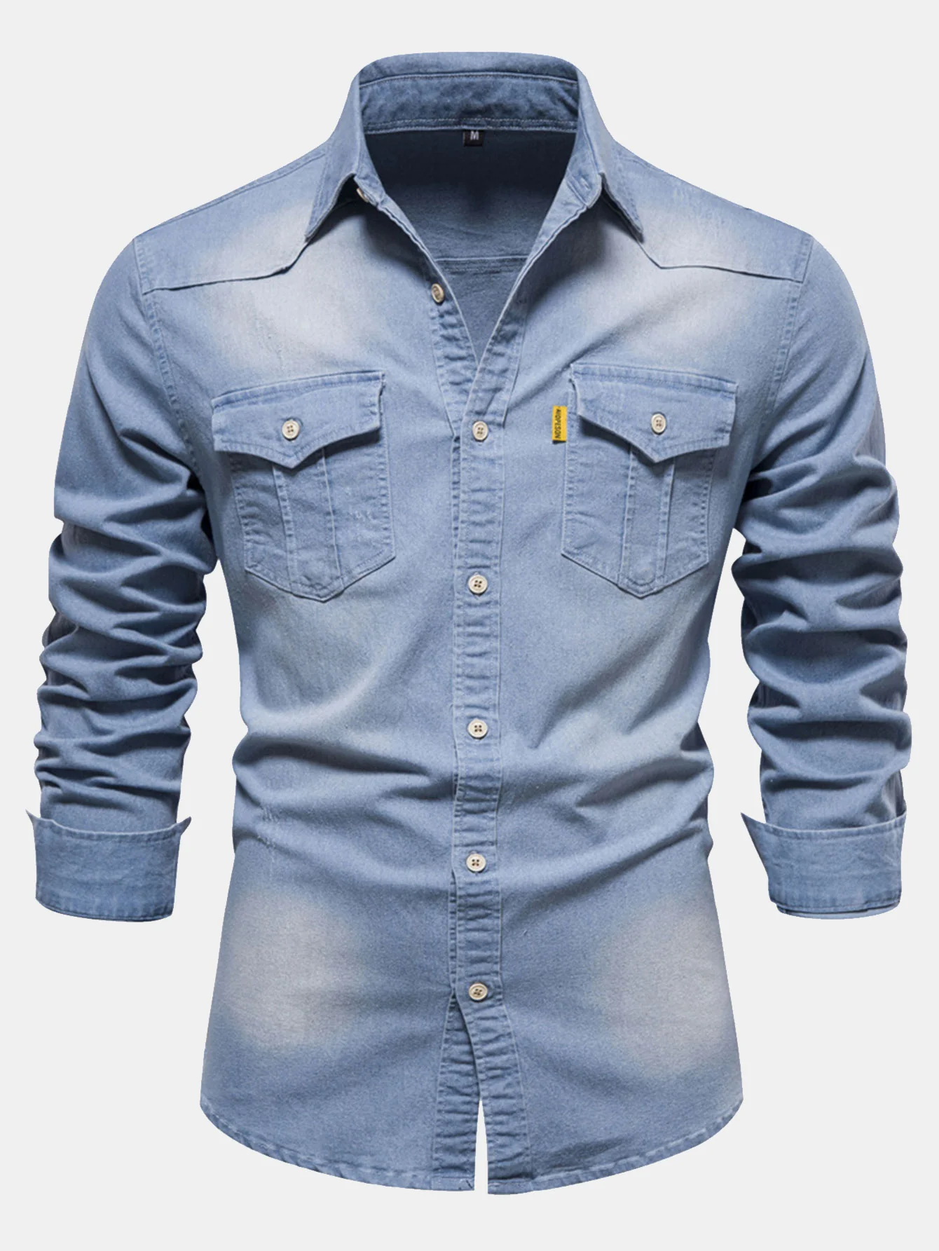 Gewaschenes Denim Westernhemd mit Taschen - Image 2