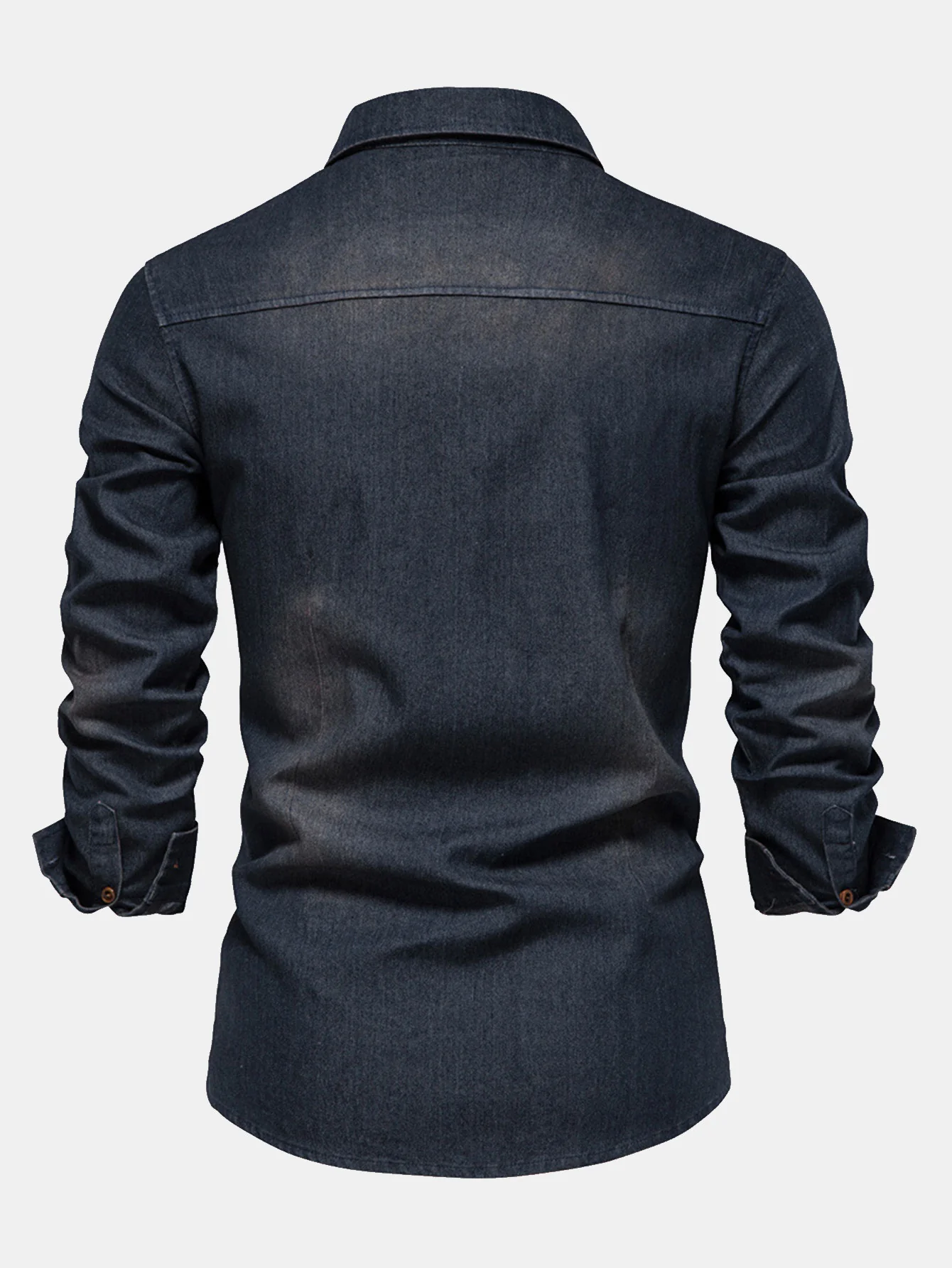 Gewaschenes Denim Westernhemd mit Taschen - Image 4