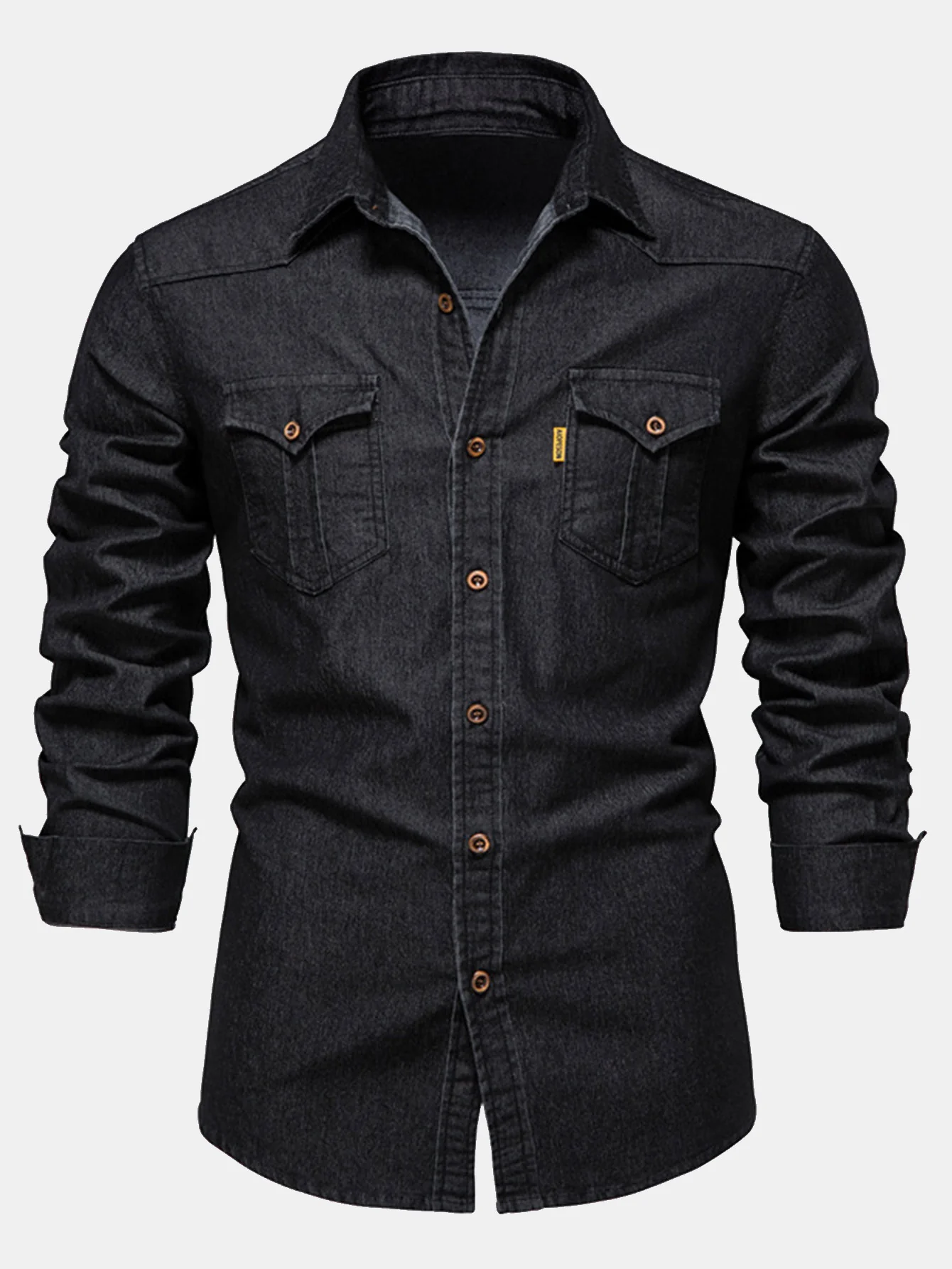Gewaschenes Denim Westernhemd mit Taschen - Image 5