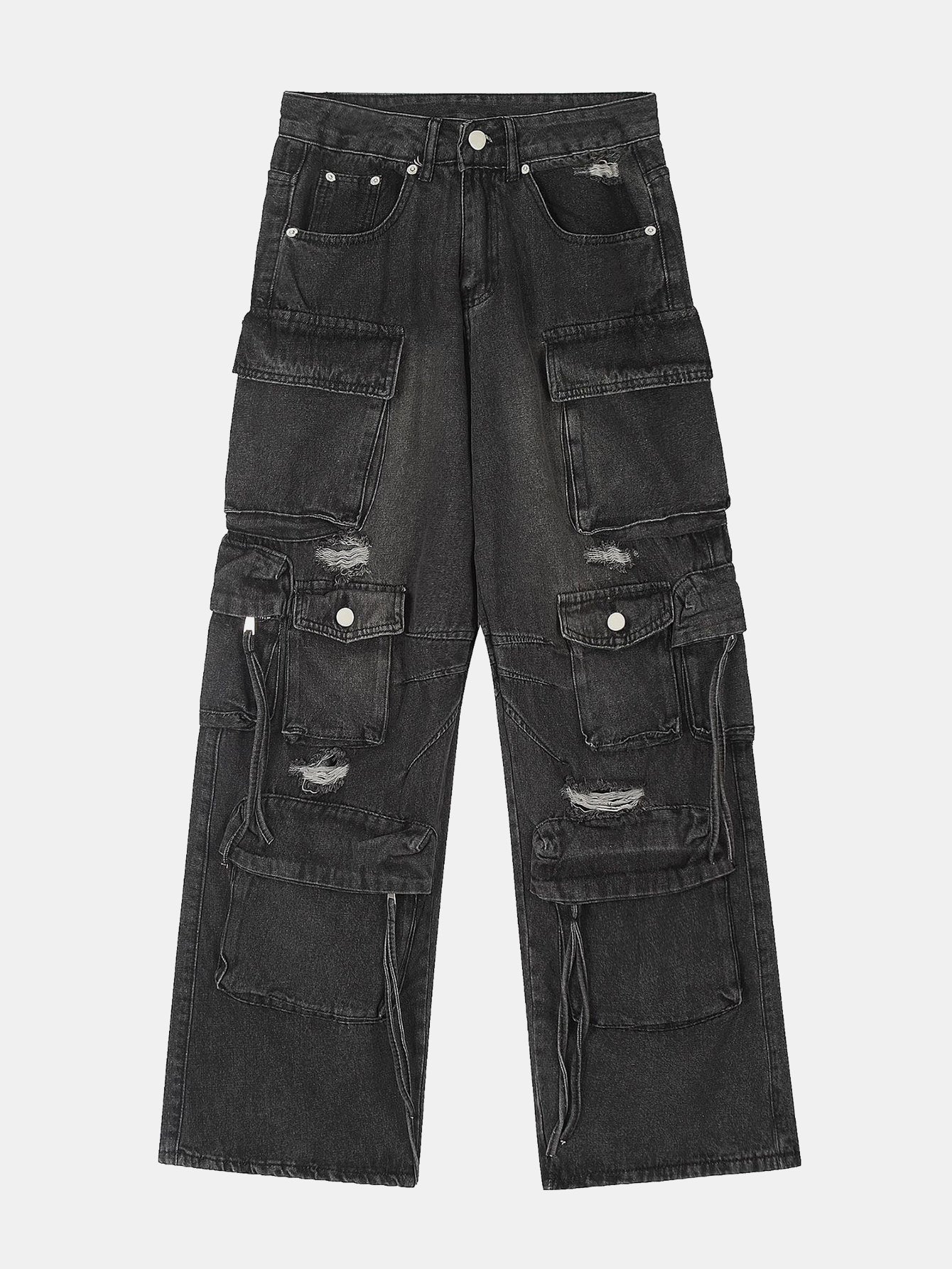 Gewaschene Used Baggy Denim Cargo-Hose - Image 3