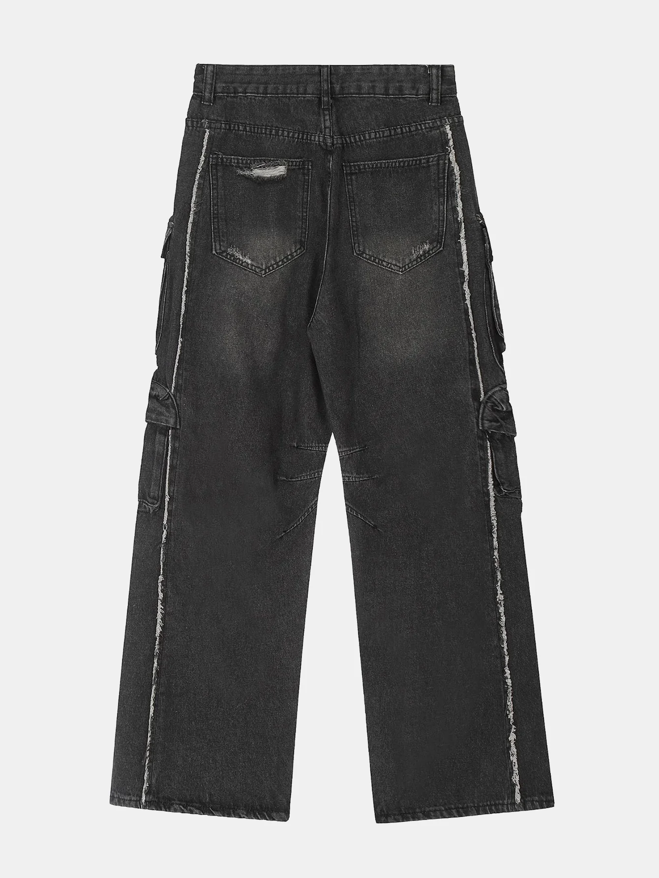 Gewaschene Used Baggy Denim Cargo-Hose - Image 4