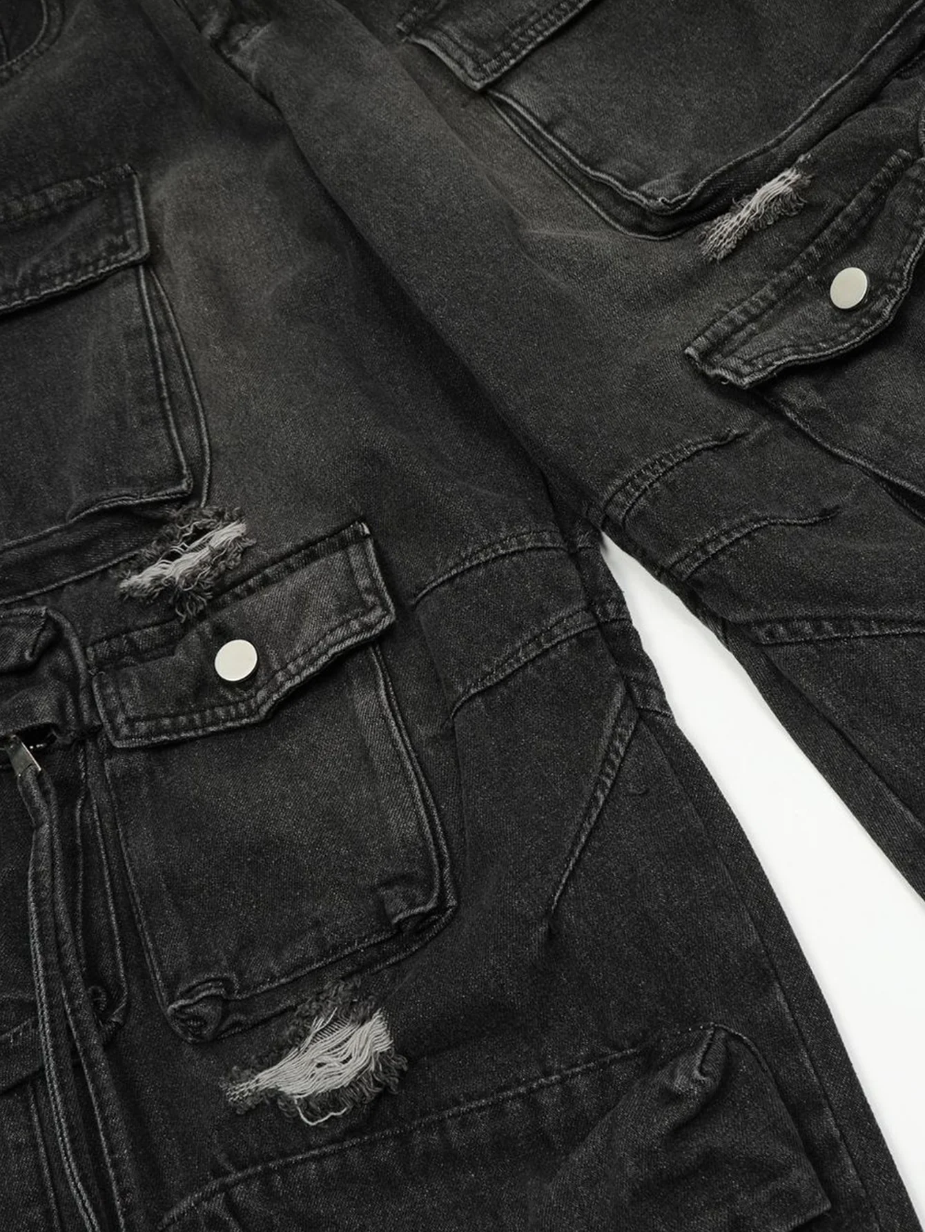Gewaschene Used Baggy Denim Cargo-Hose - Image 5