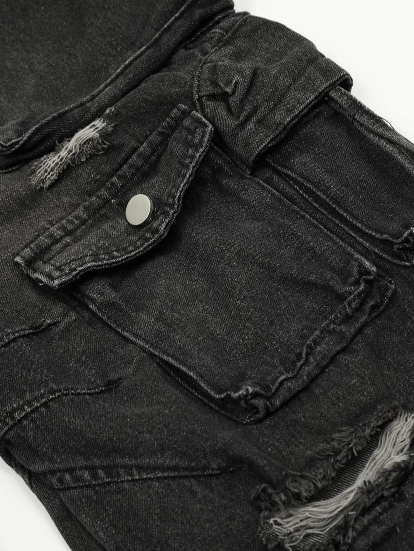 Gewaschene Used Baggy Denim Cargo-Hose - Image 6