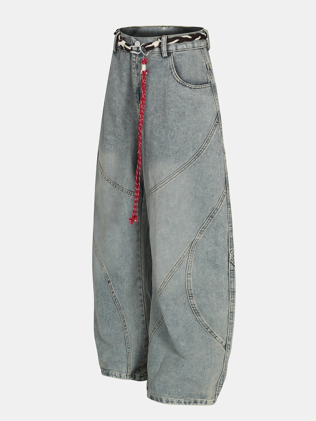 Gewaschene Used-Look Denim Baggy-Hose - Image 2