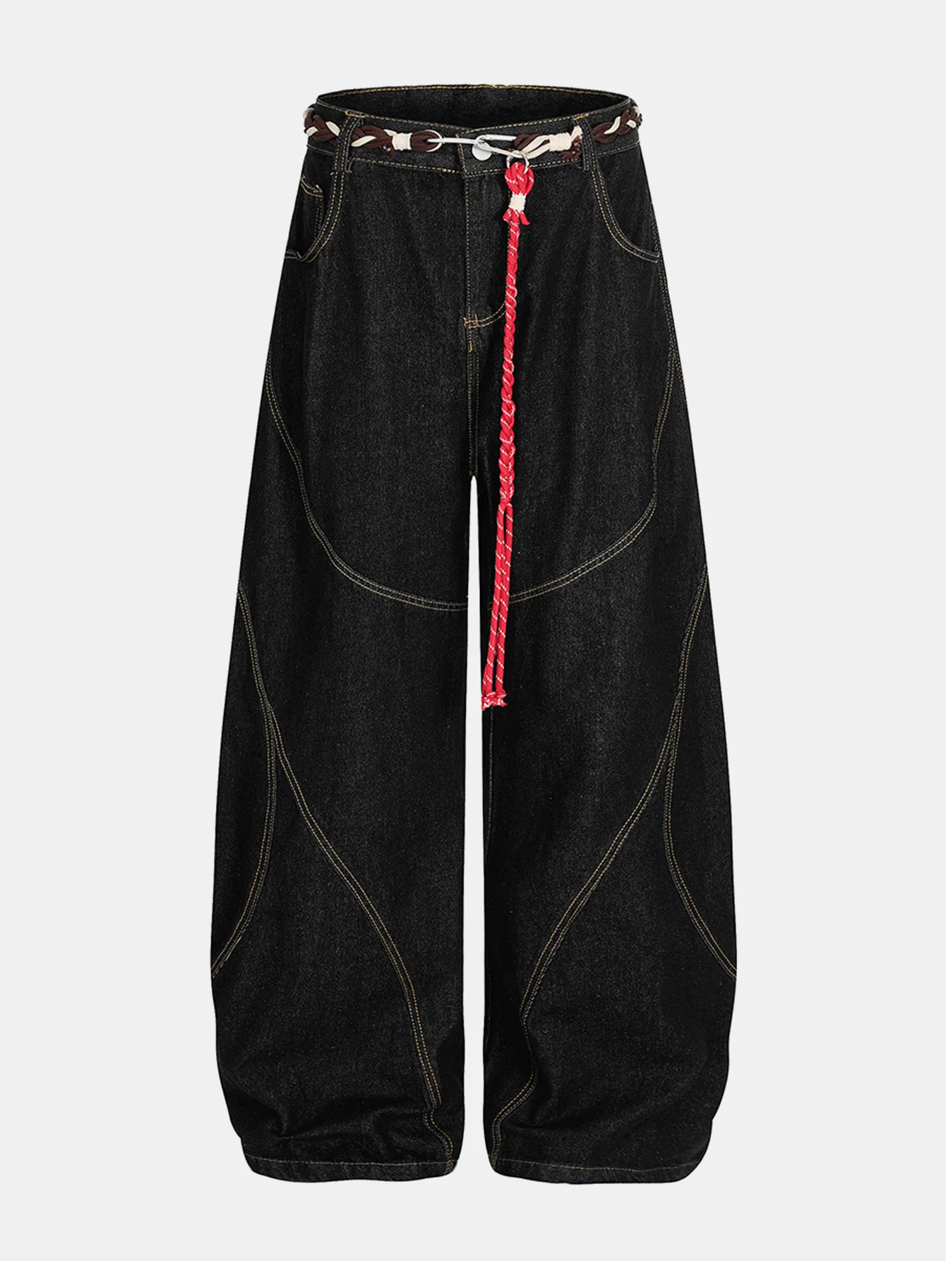 Gewaschene Used-Look Denim Baggy-Hose - Image 4