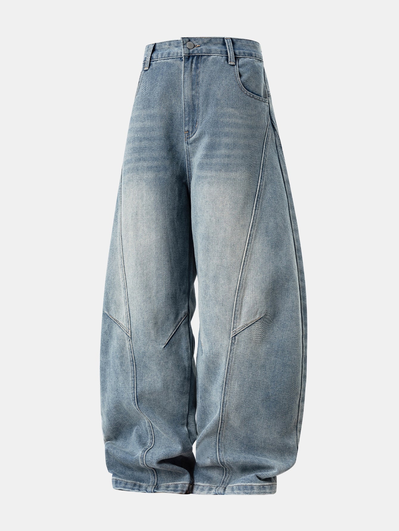 Gewaschene Used-Look Denim Baggy-Hose