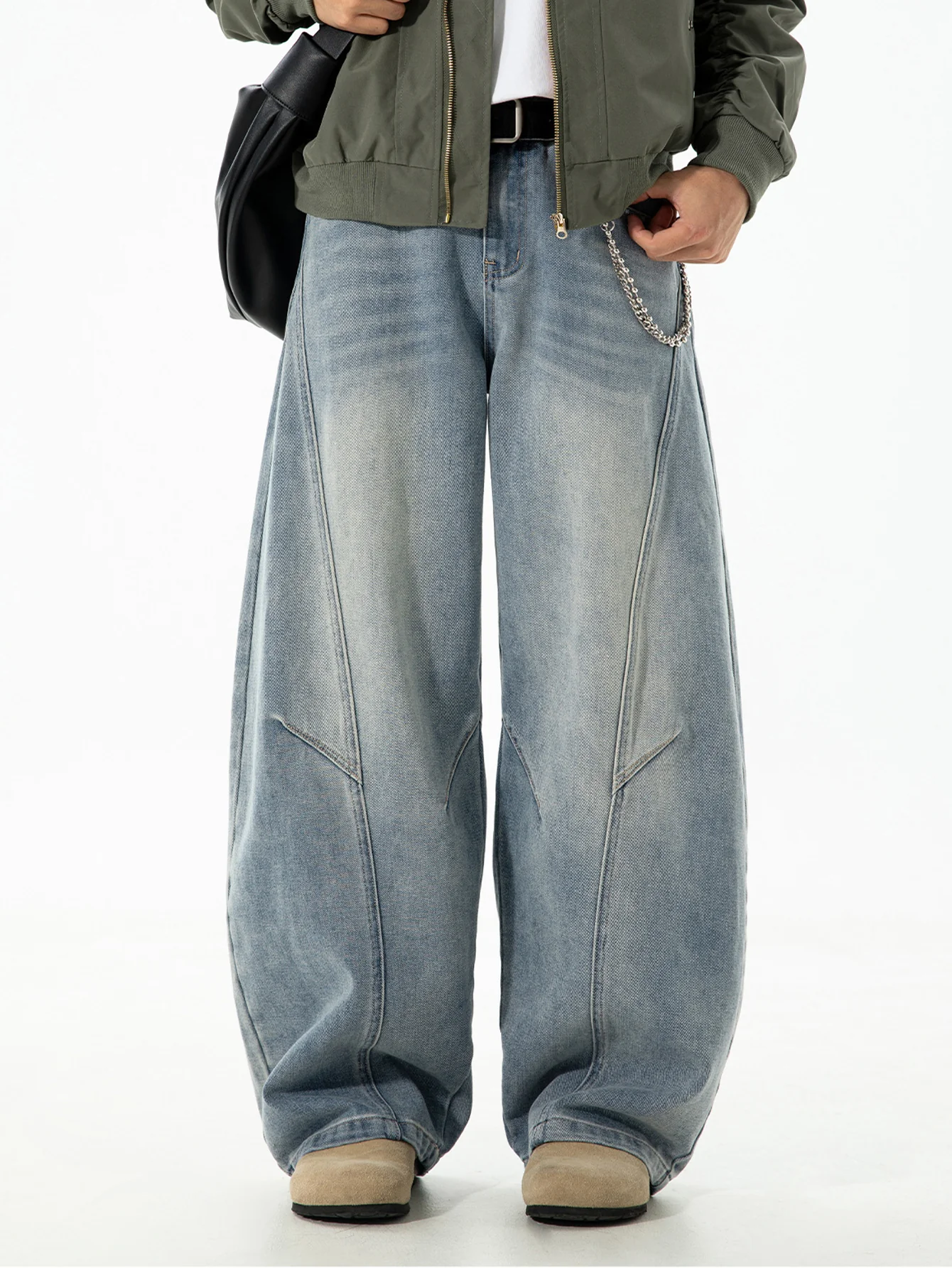 Gewaschene Used-Look Denim Baggy-Hose - Image 11