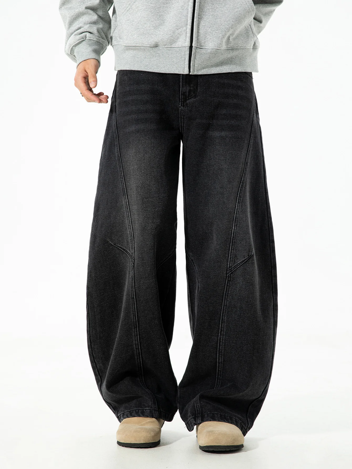 Gewaschene Used-Look Denim Baggy-Hose - Image 12