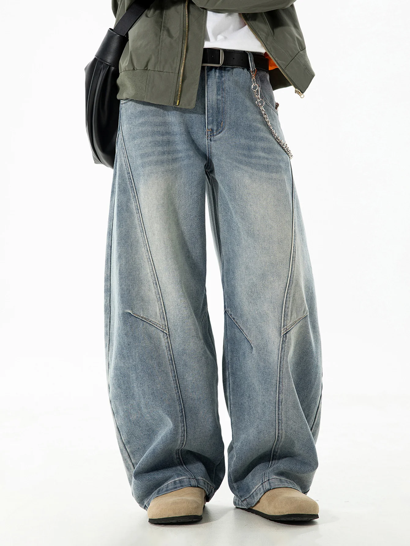 Gewaschene Used-Look Denim Baggy-Hose - Image 13