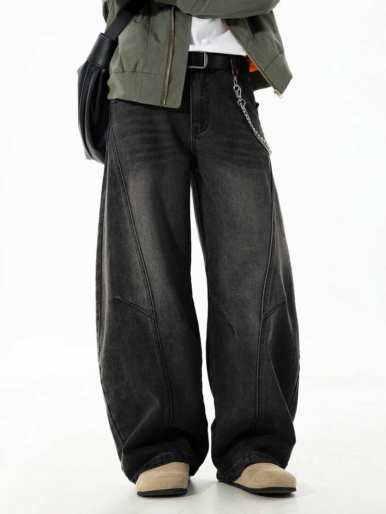 Gewaschene Used-Look Denim Baggy-Hose - Image 3