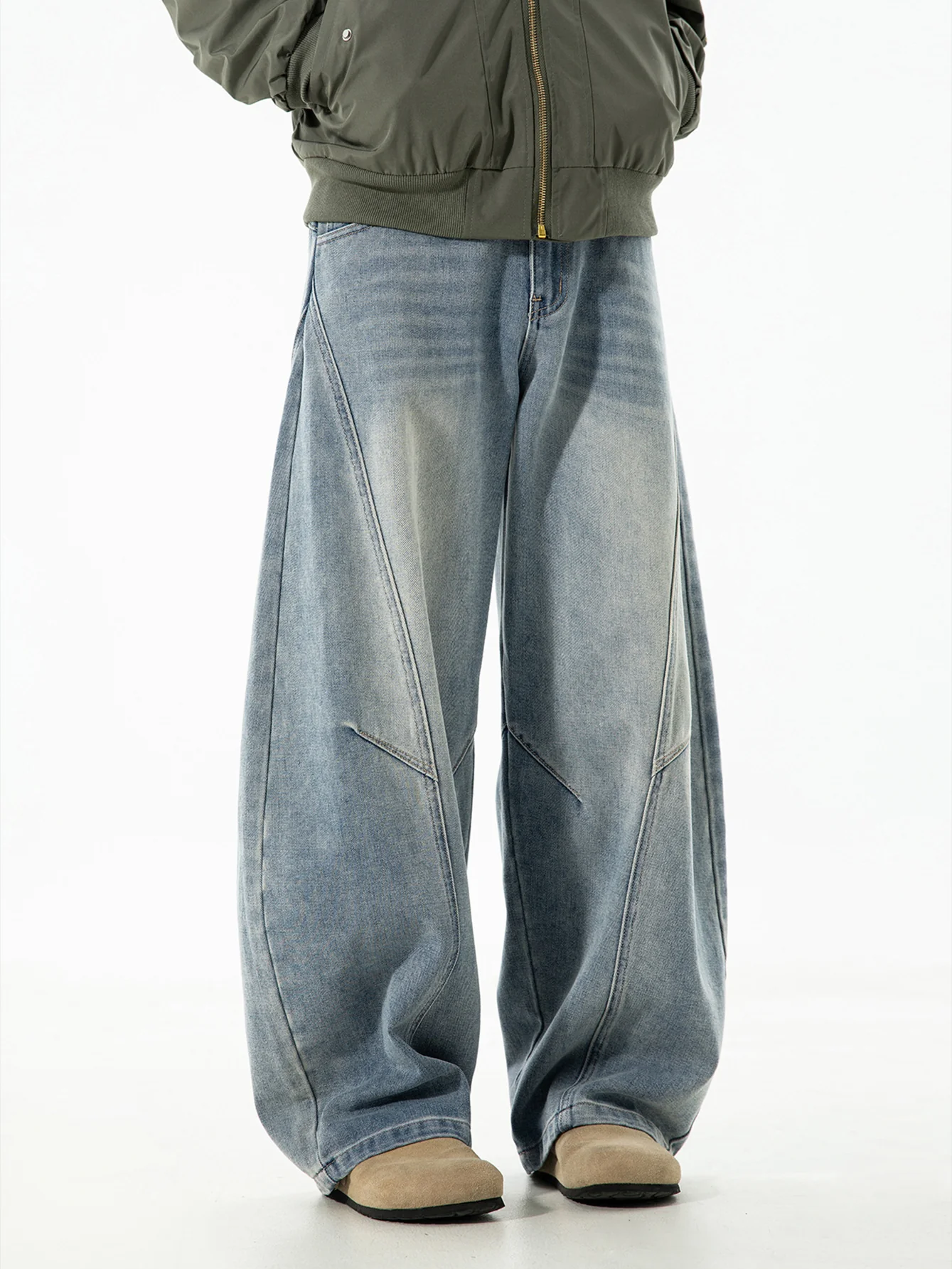 Gewaschene Used-Look Denim Baggy-Hose - Image 6