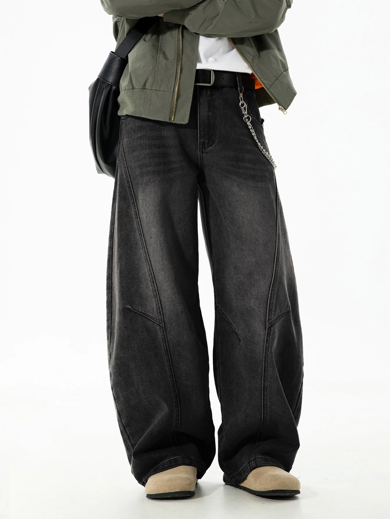 Gewaschene Used-Look Denim Baggy-Hose - Image 7
