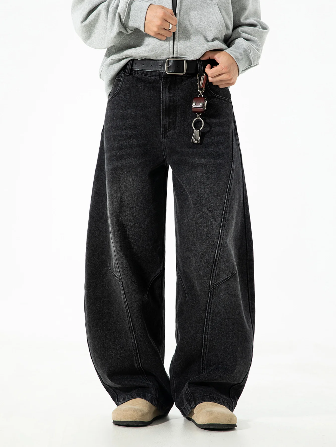 Gewaschene Used-Look Denim Baggy-Hose - Image 8