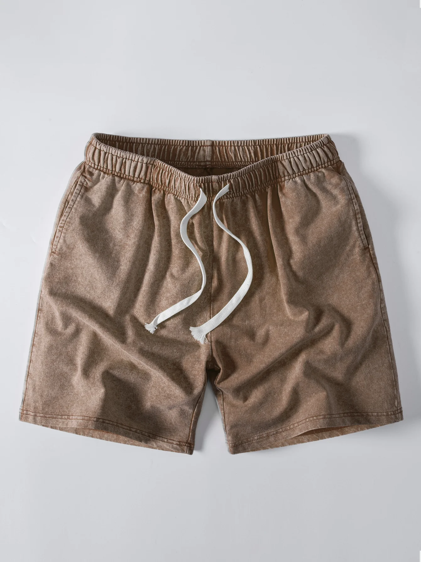 Washed Distressed Drawstring Shorts - Image 5