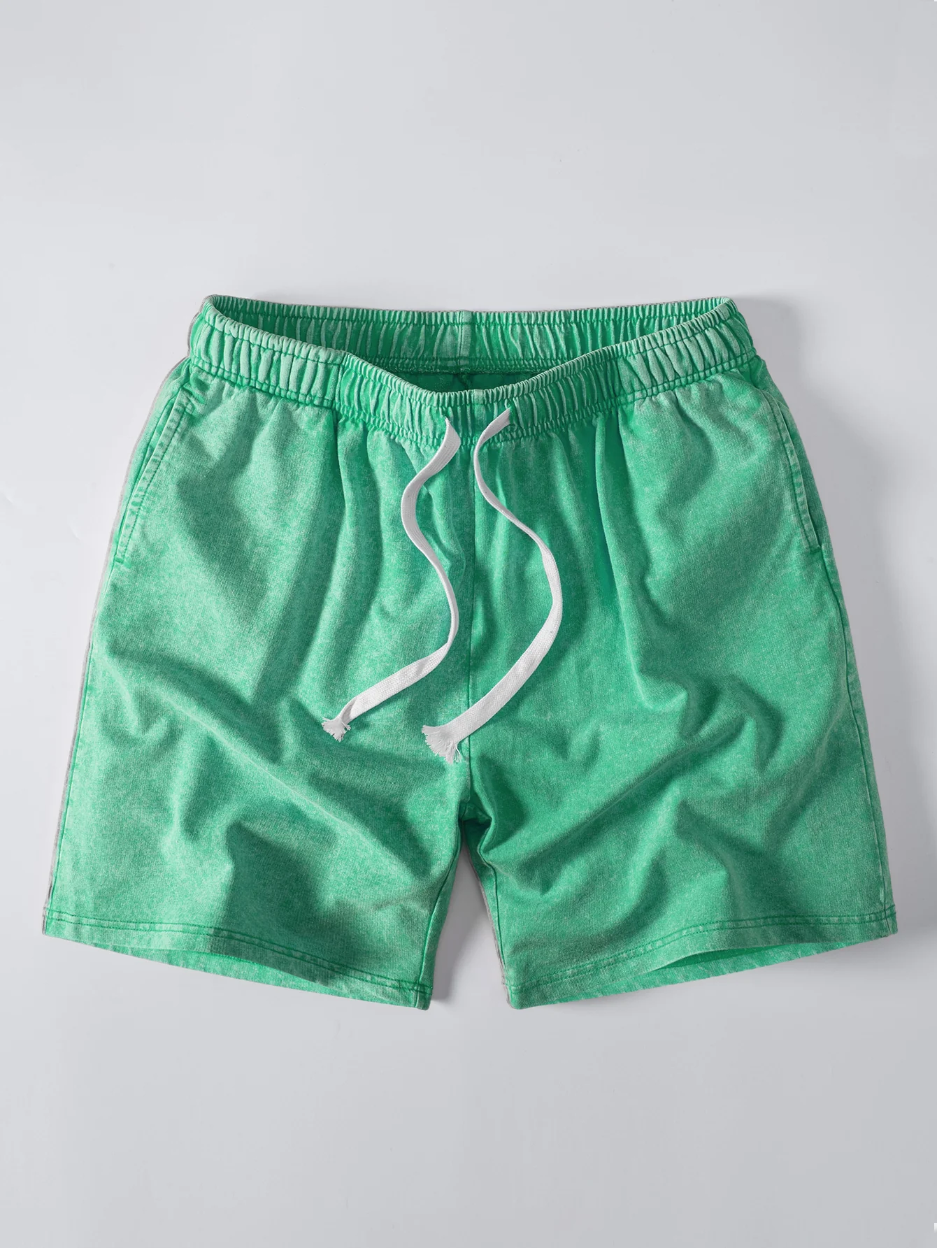 Washed Distressed Drawstring Shorts - Image 9