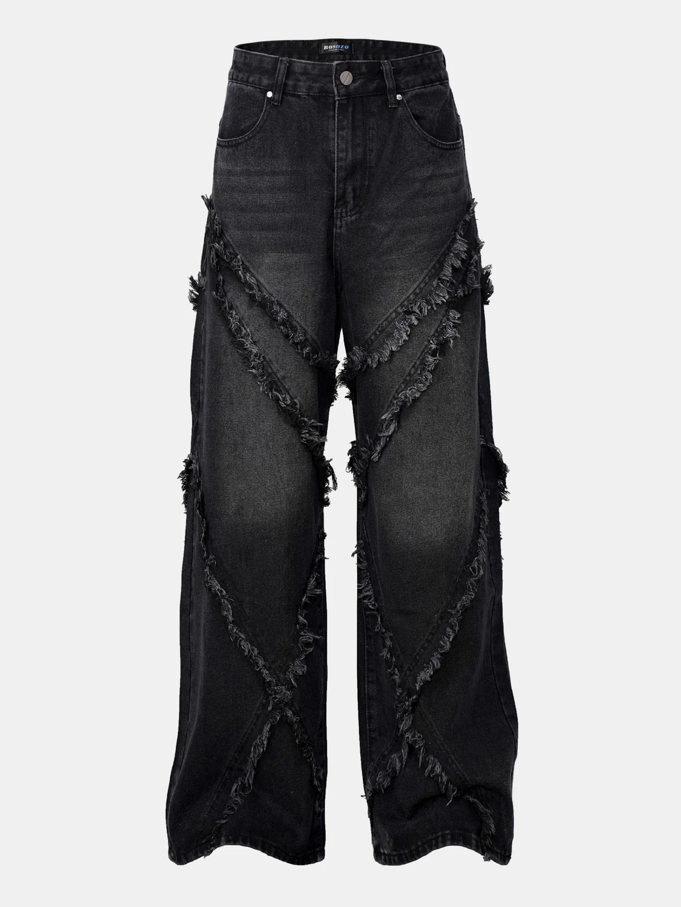 Gewaschene Used-Look Weitbein Baggy Denim-Hose