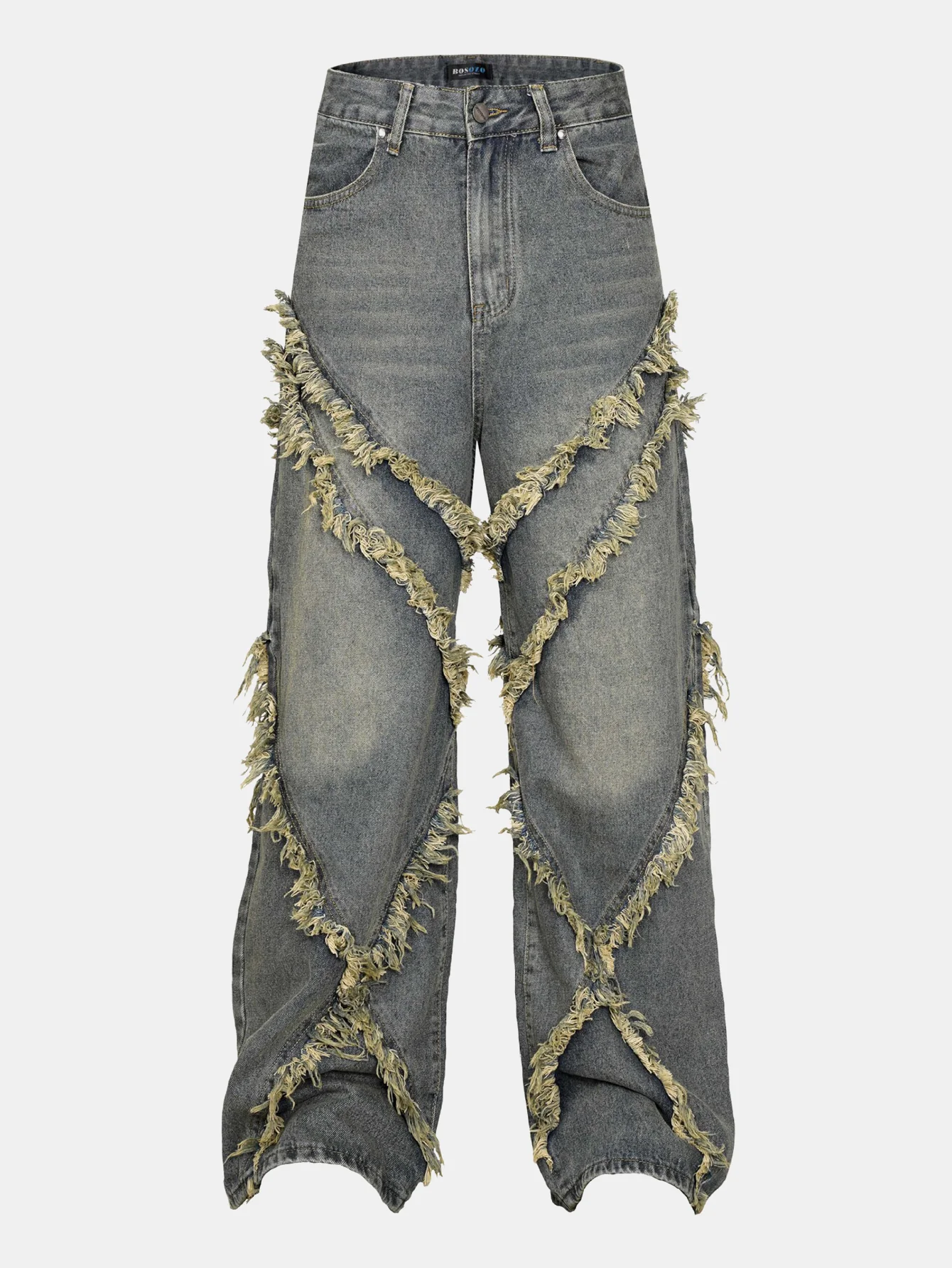 Gewaschene Used-Look Weitbein Baggy Denim-Hose - Image 2