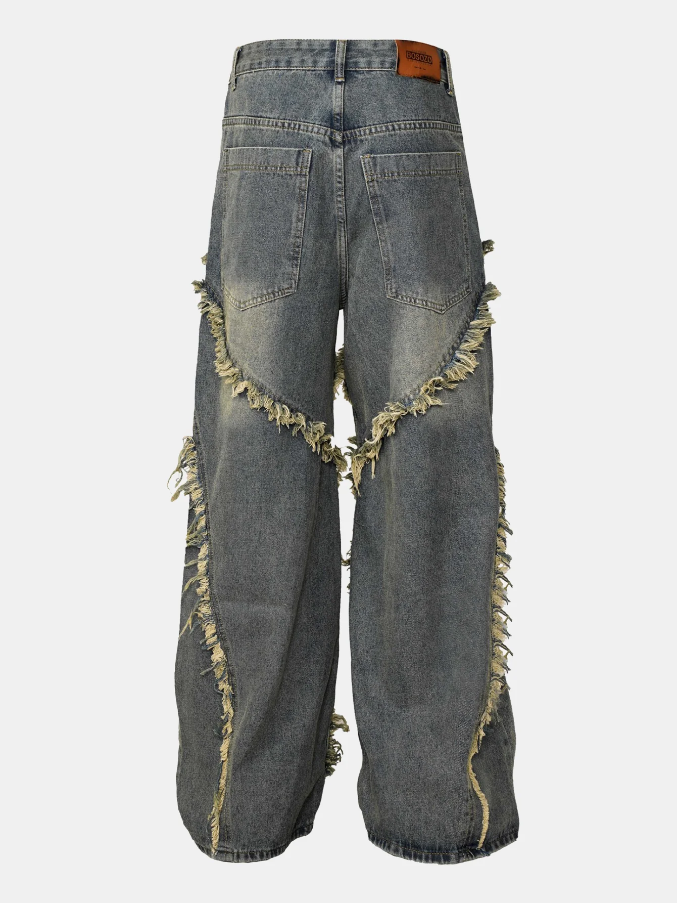 Gewaschene Used-Look Weitbein Baggy Denim-Hose - Image 3