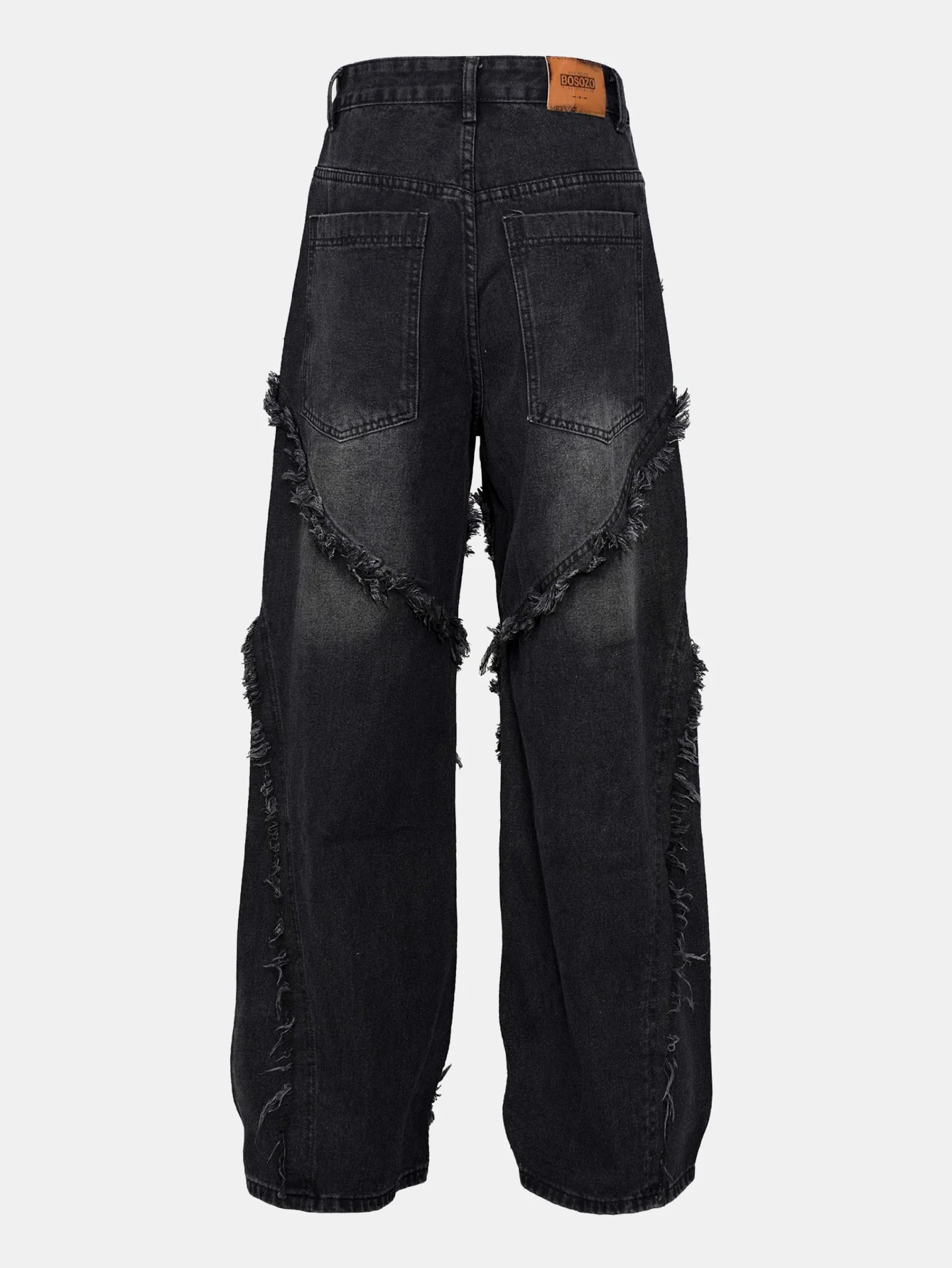 Gewaschene Used-Look Weitbein Baggy Denim-Hose - Image 4