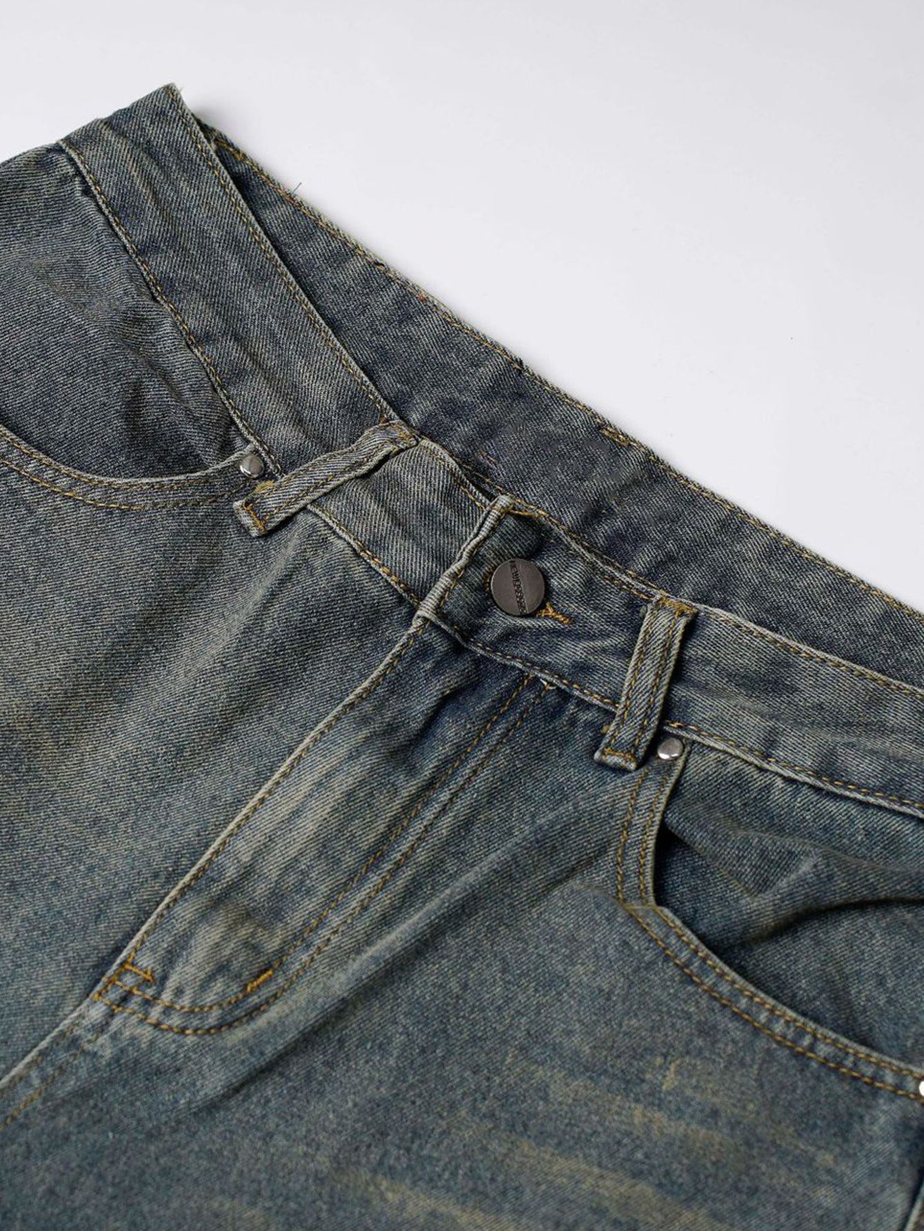 Gewaschene Used-Look Weitbein Baggy Denim-Hose - Image 5
