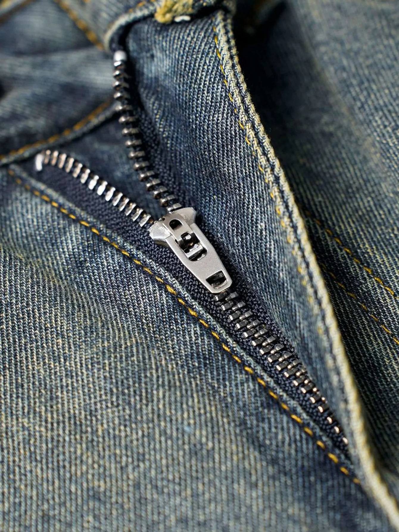 Gewaschene Used-Look Weitbein Baggy Denim-Hose - Image 6