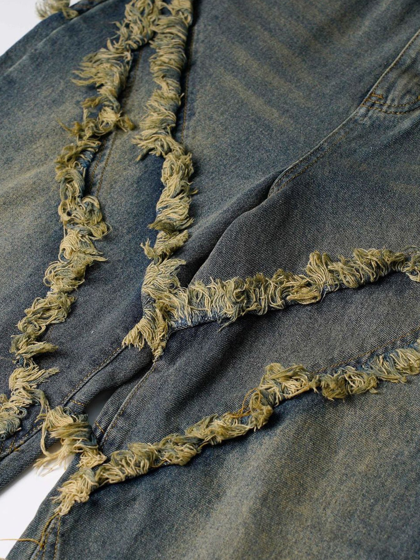 Gewaschene Used-Look Weitbein Baggy Denim-Hose - Image 7