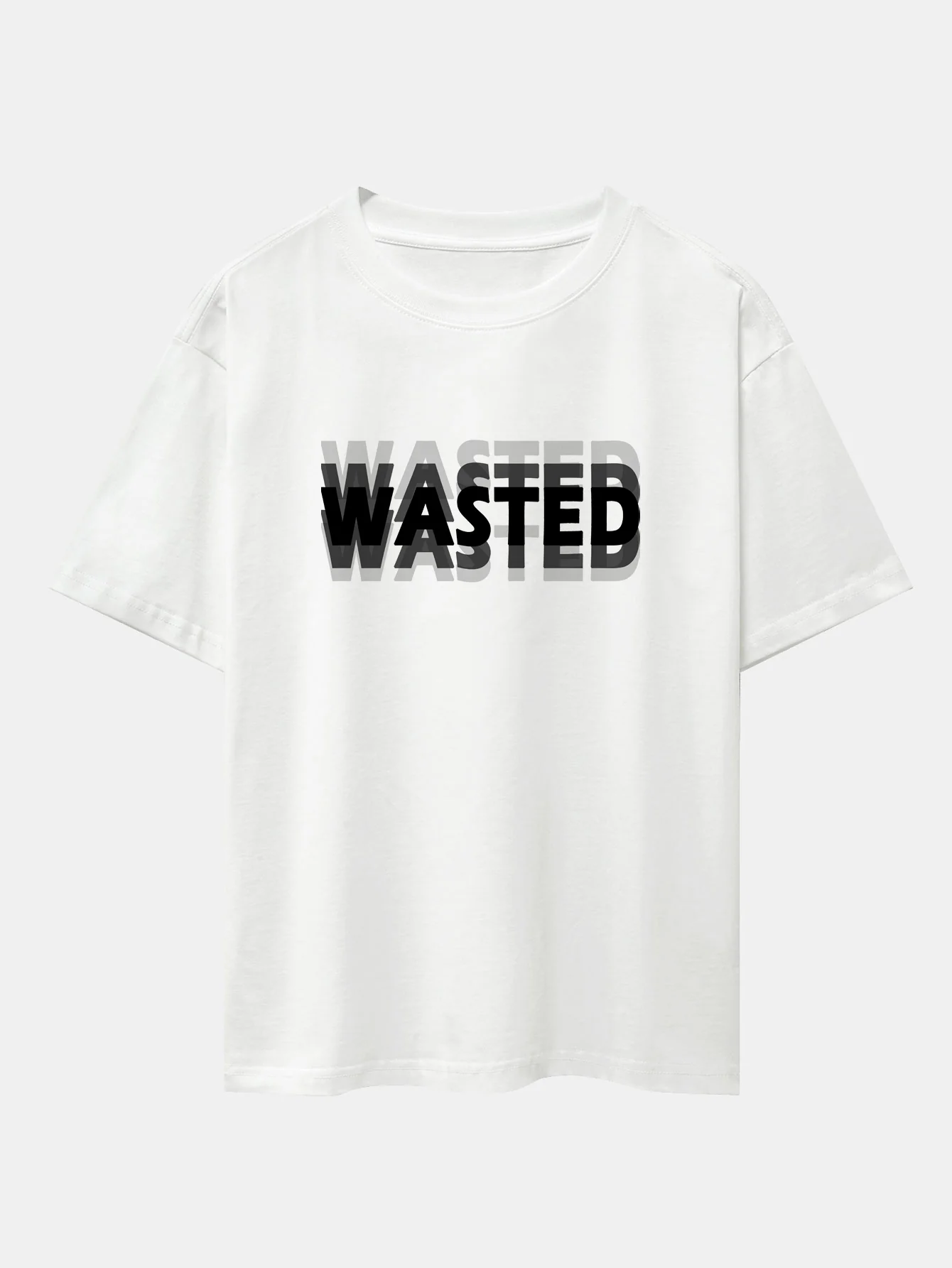 Wasted Print Oversize T-Shirt mit überschnittenen Schultern - Image 2