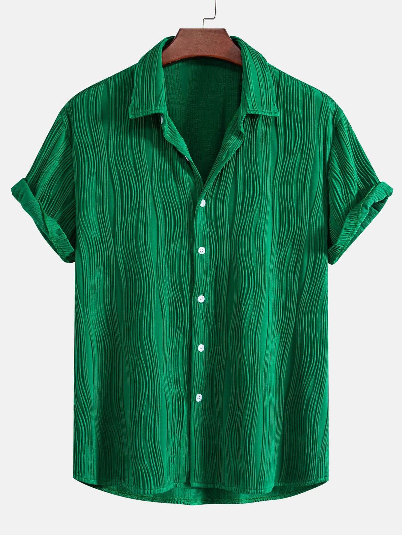 Wellenstrukturierte Button-Up-Hemd & Shorts - Image 4