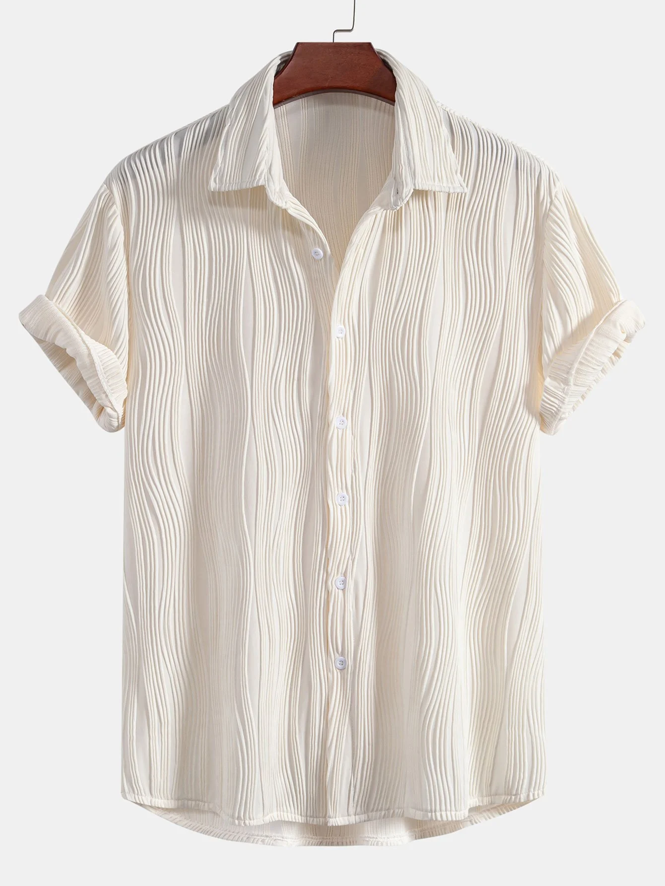 Wellenstrukturierte Button-Up-Hemd & Shorts - Image 8