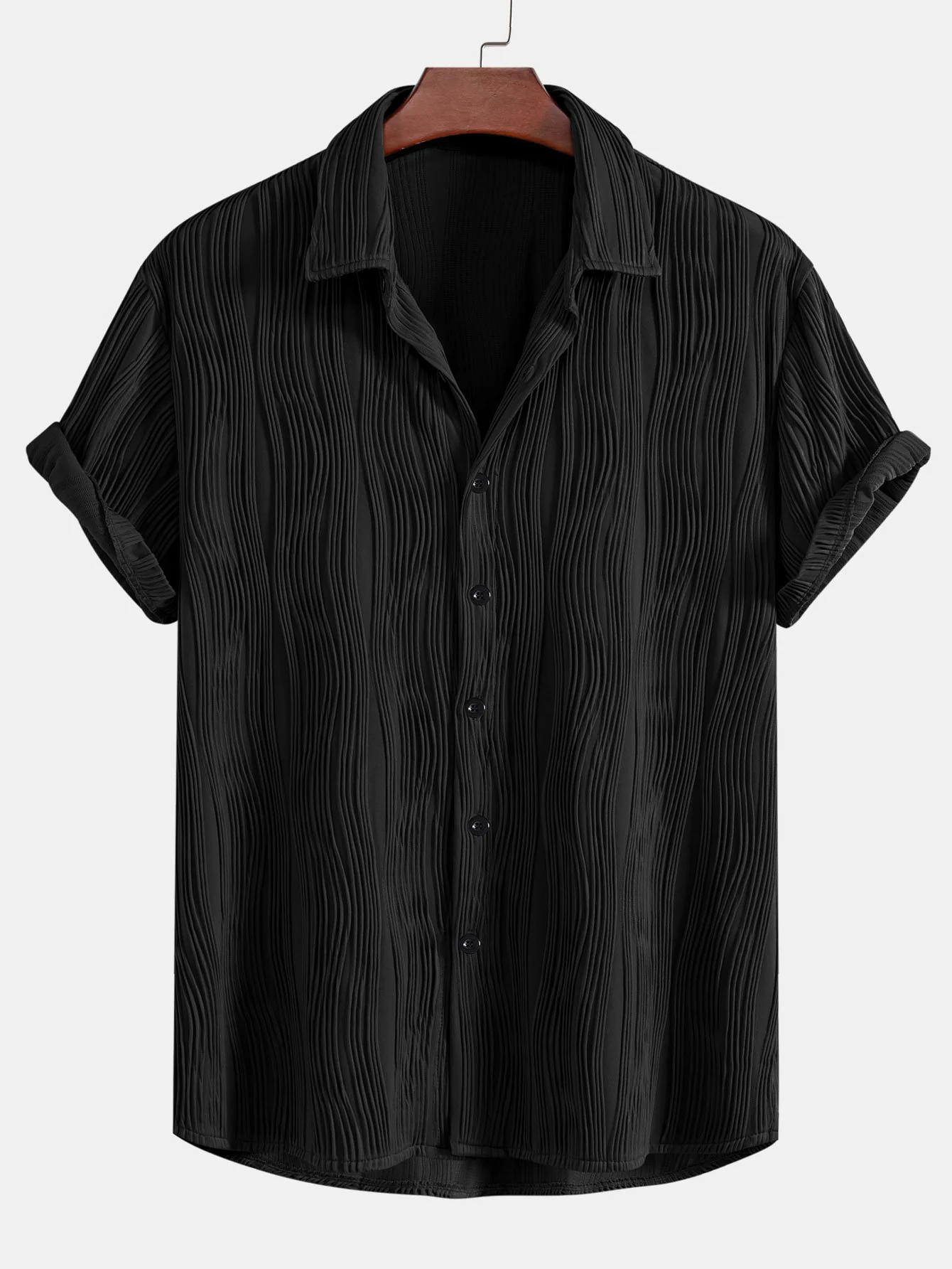 Wellenstrukturierte Button-Up-Hemd & Shorts - Image 9