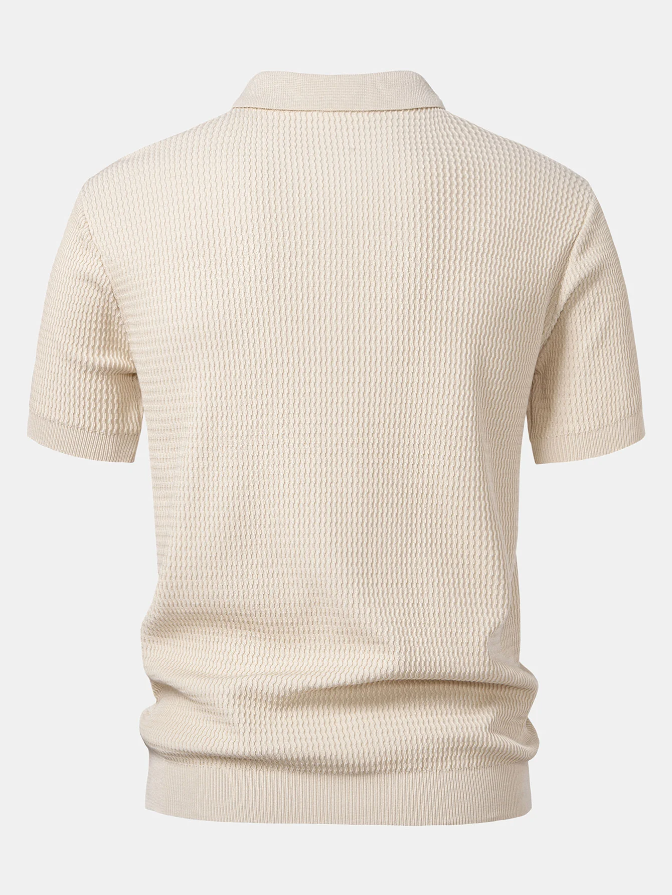 Wave Jacquard Strick V-Ausschnitt Poloshirts & Baumwoll Chino Shorts - Image 7