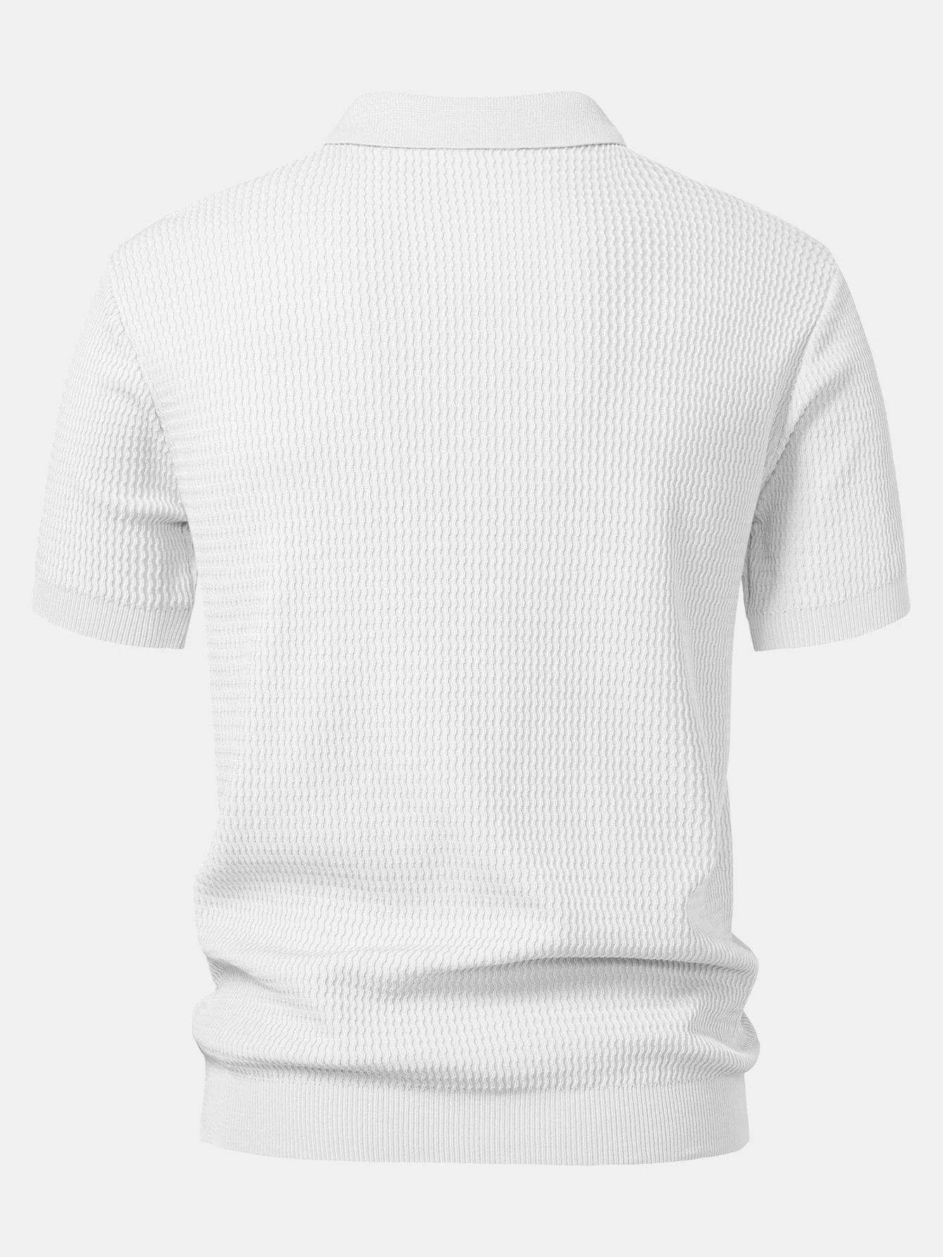 Wellen-Jacquard-Strick Polohemd mit V-Ausschnitt & gerade geschnittene, gerippte Hose - Image 15