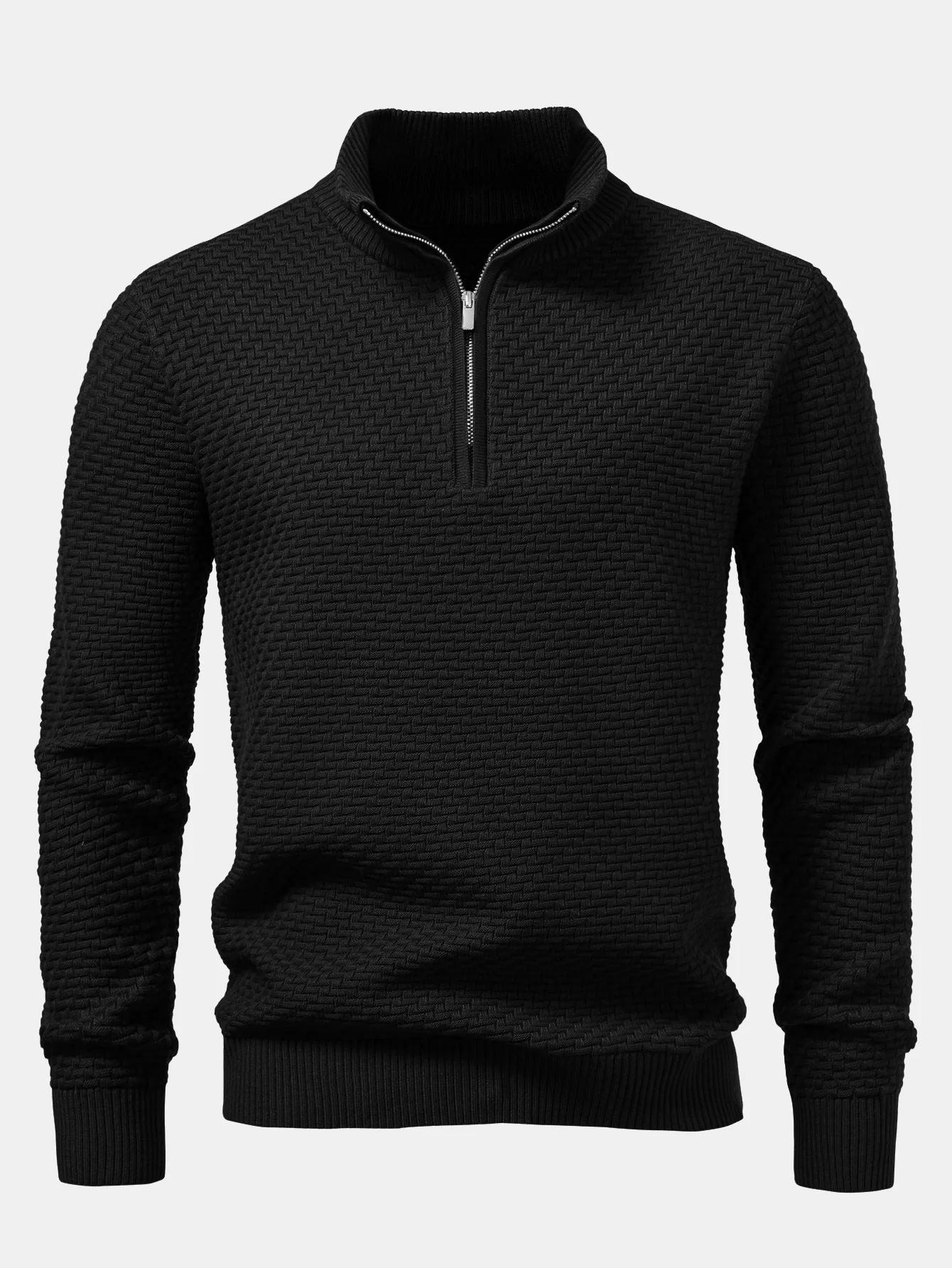 Wave Jacquard Pullover mit Viertel-Reißverschluss - Image 3