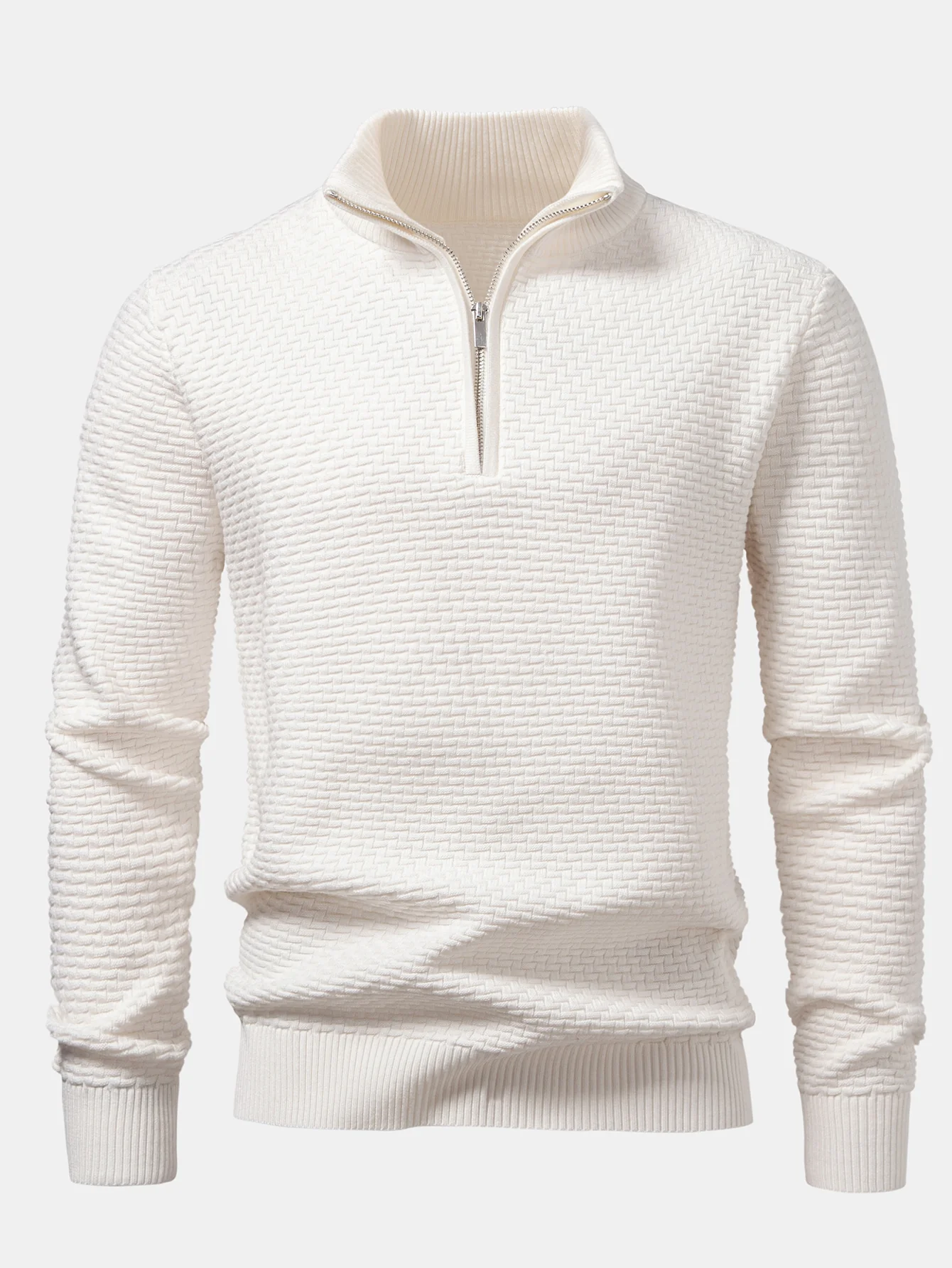 Wave Jacquard Pullover mit Viertel-Reißverschluss - Image 5