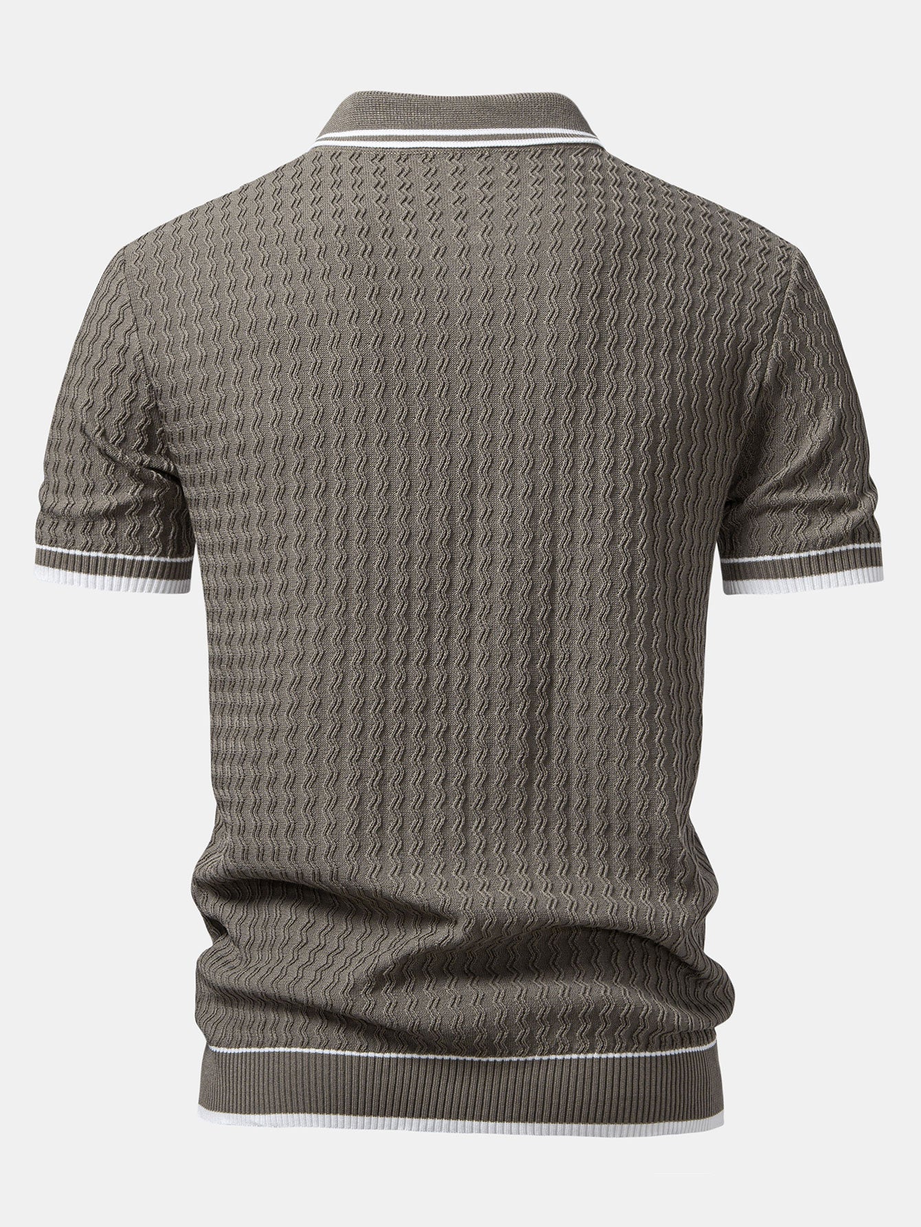 Wave Jacquard Reißverschluss Strick Poloshirts - Image 2