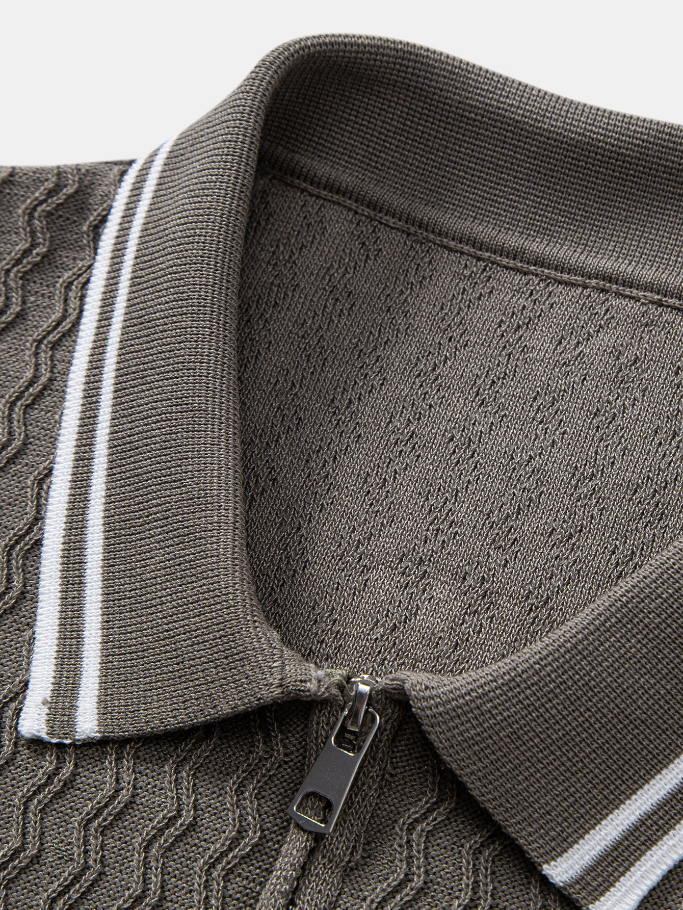 Wave Jacquard Reißverschluss Strick Poloshirts - Image 7
