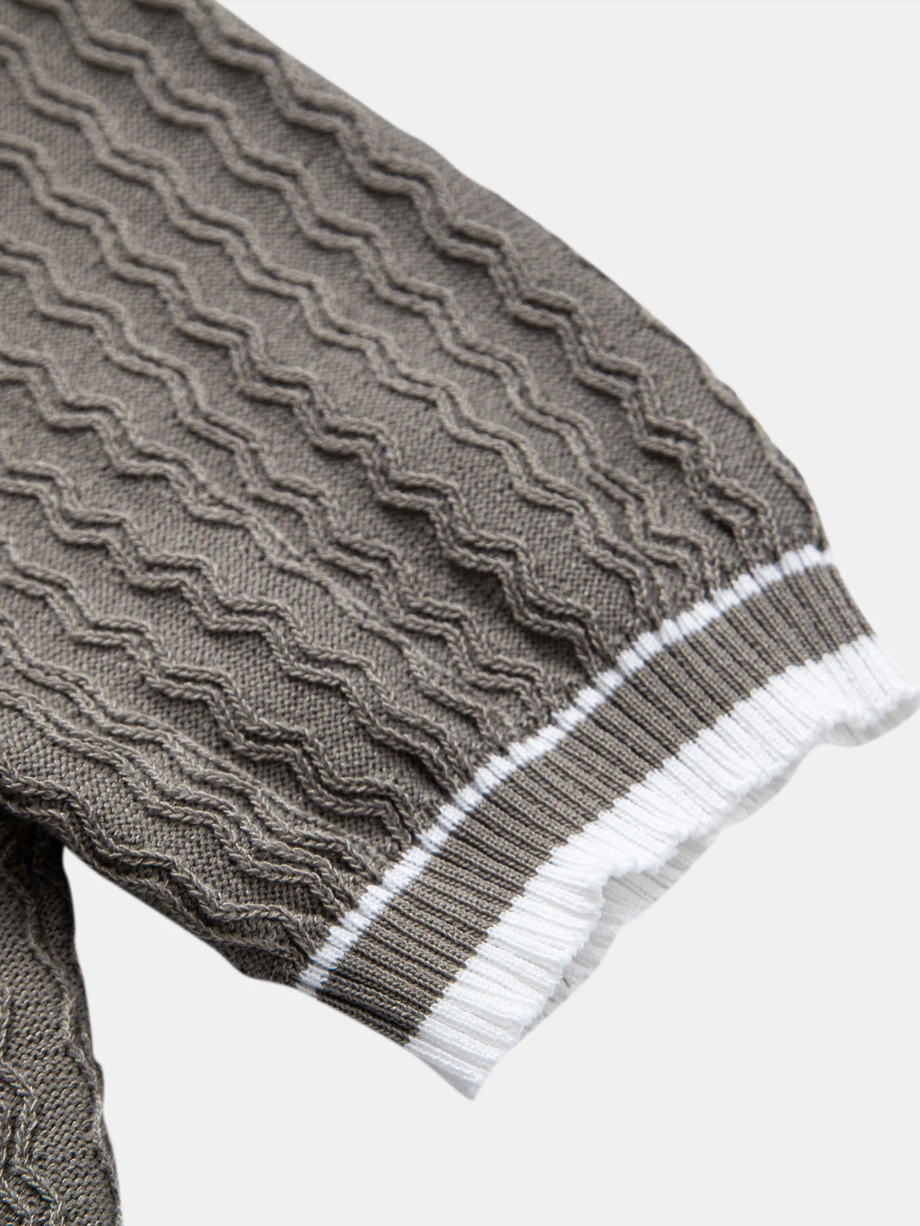 Wave Jacquard Reißverschluss Strick Poloshirts - Image 8