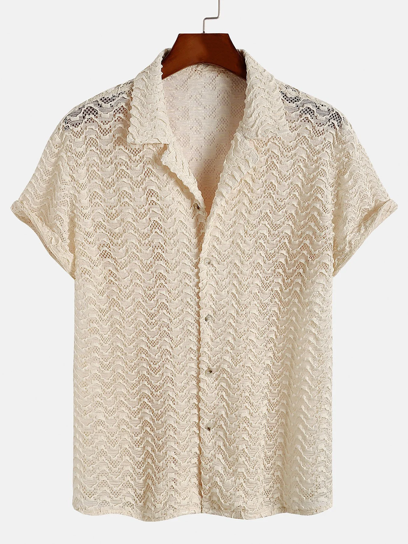 Welliges Jacquard-Strukturiertes Kubanisches Hemd