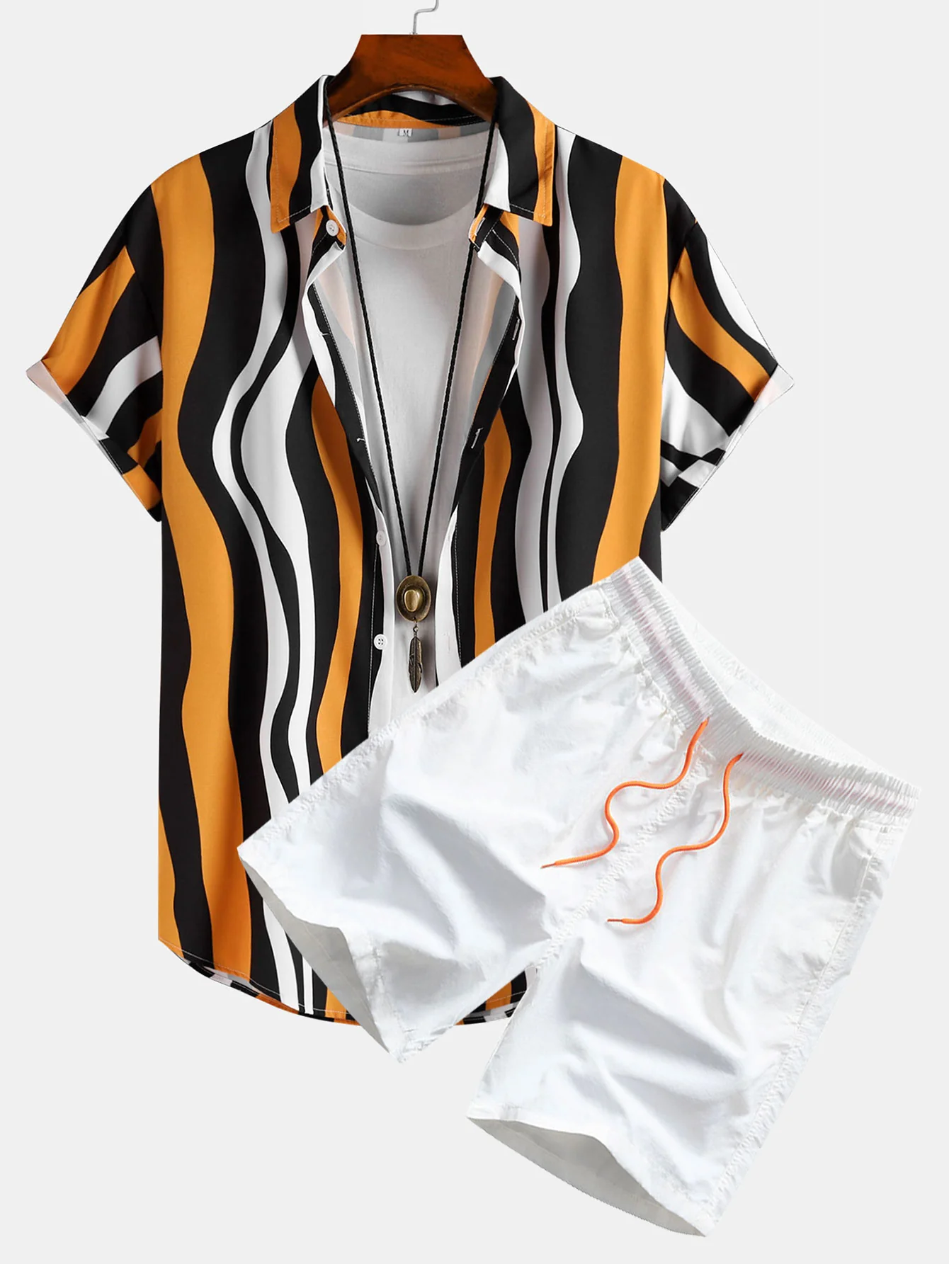 Wellenmuster Hemd mit Knöpfen & Badehose - Image 2
