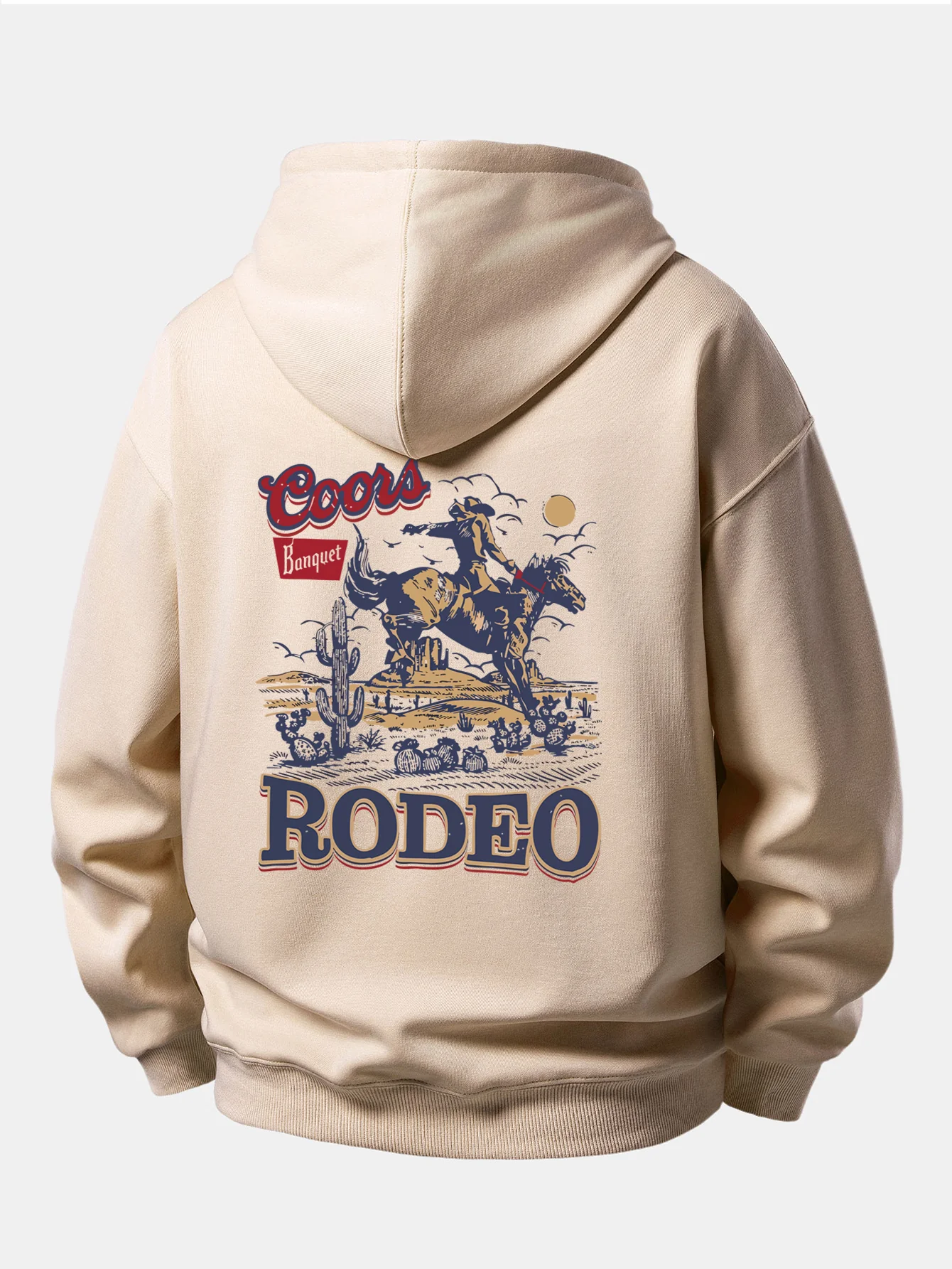 Western Cowboy Back Print Relax Fit Hoodie
