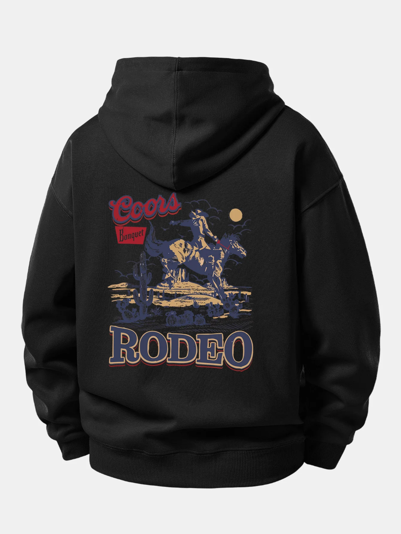 Western Cowboy Back Print Relax Fit Hoodie - Image 9