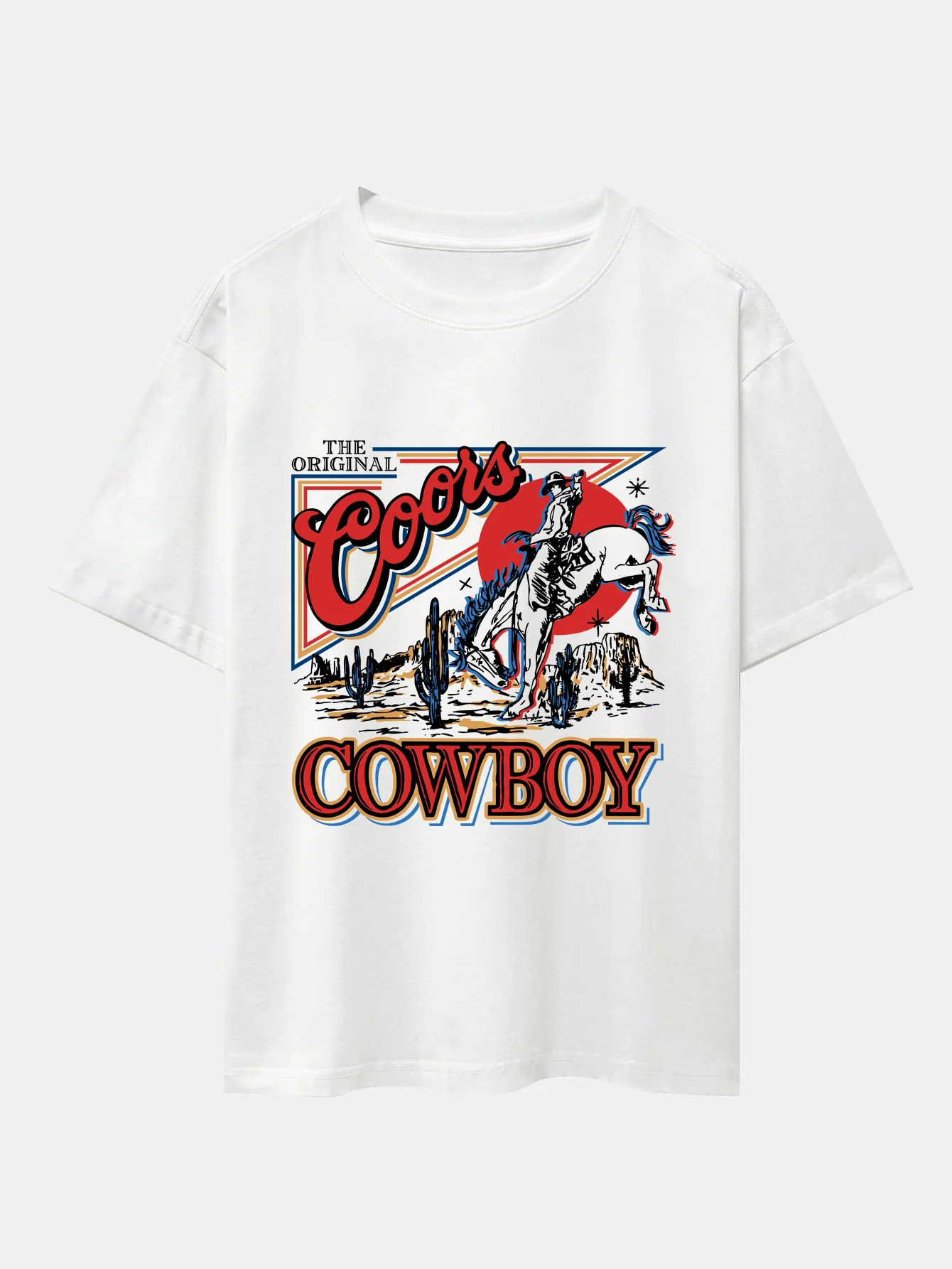 Western Cowboy Print Drop Shoulder Oversize T-Shirt - Image 2