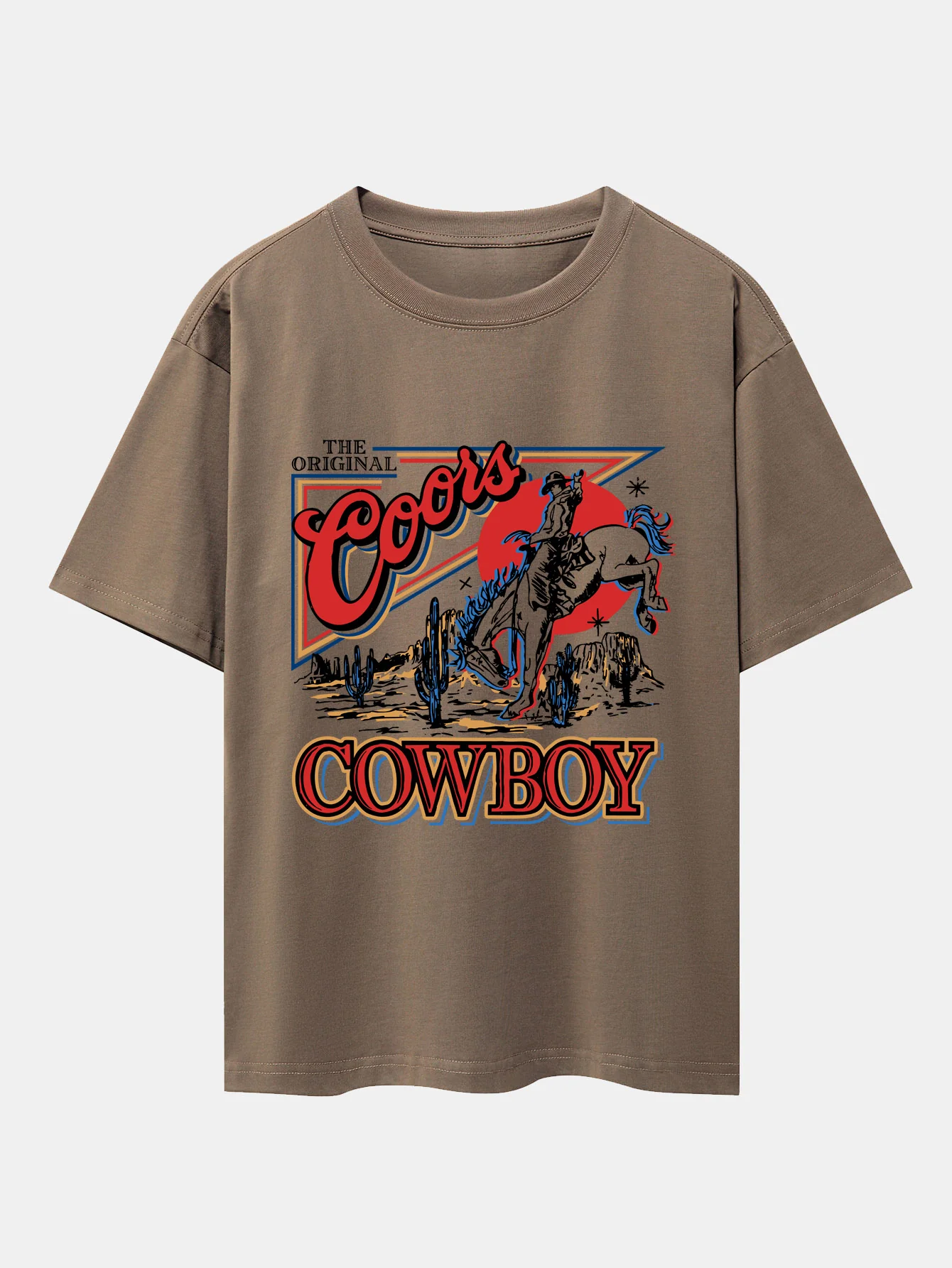 Western Cowboy Print Drop Shoulder Oversize T-Shirt - Image 5