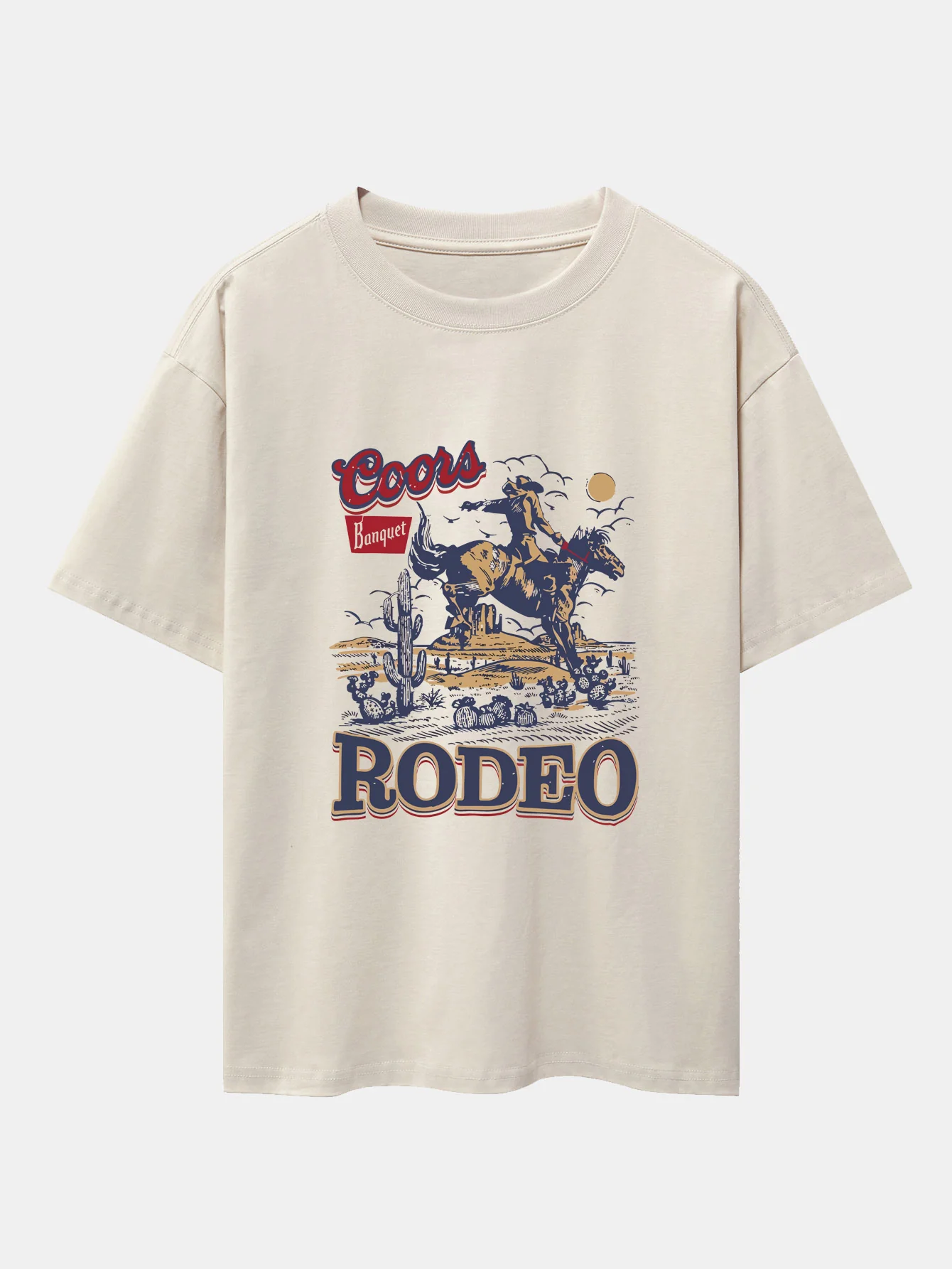 Western Cowboy Print Drop Shoulder Oversize T-Shirt