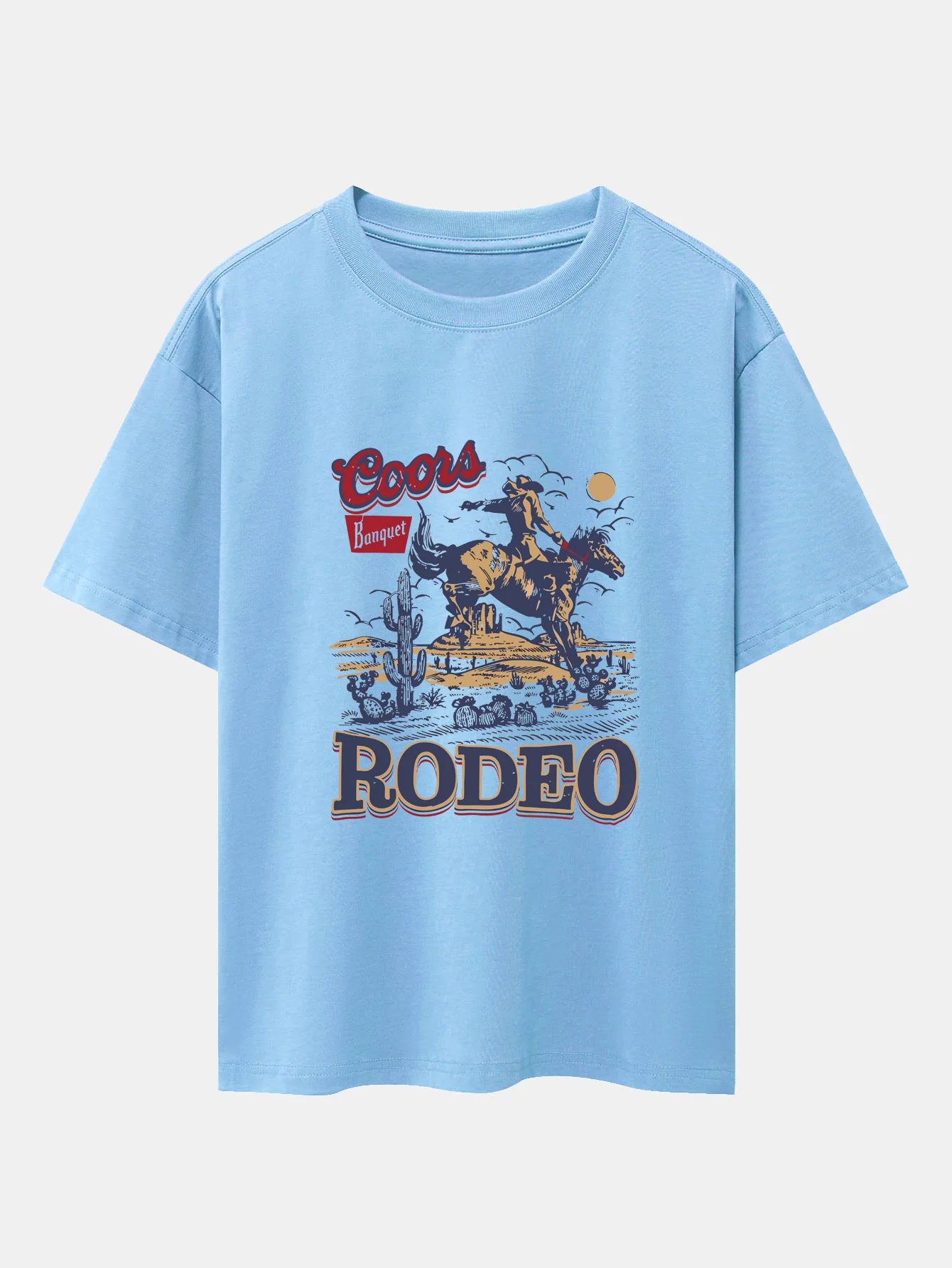 Western Cowboy Print Drop Shoulder Oversize T-Shirt - Image 10
