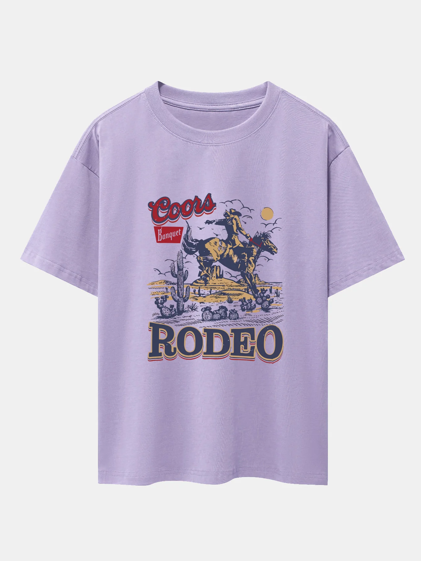 Western Cowboy Print Drop Shoulder Oversize T-Shirt - Image 11