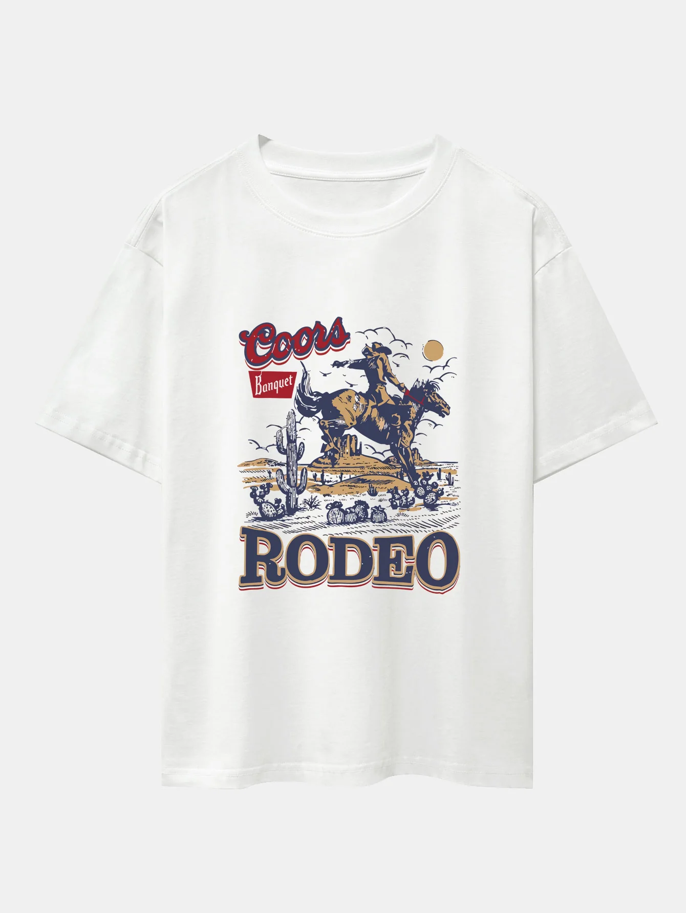 Western Cowboy Print Drop Shoulder Oversize T-Shirt - Image 2