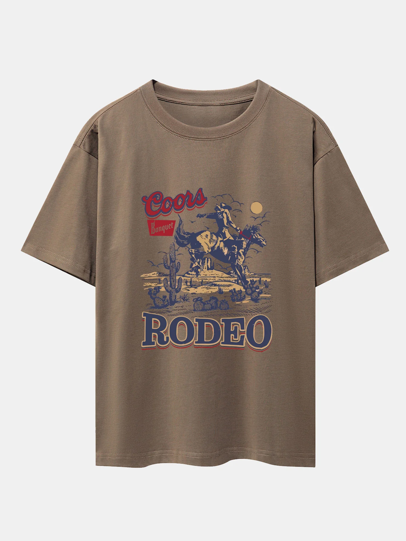Western Cowboy Print Drop Shoulder Oversize T-Shirt - Image 4